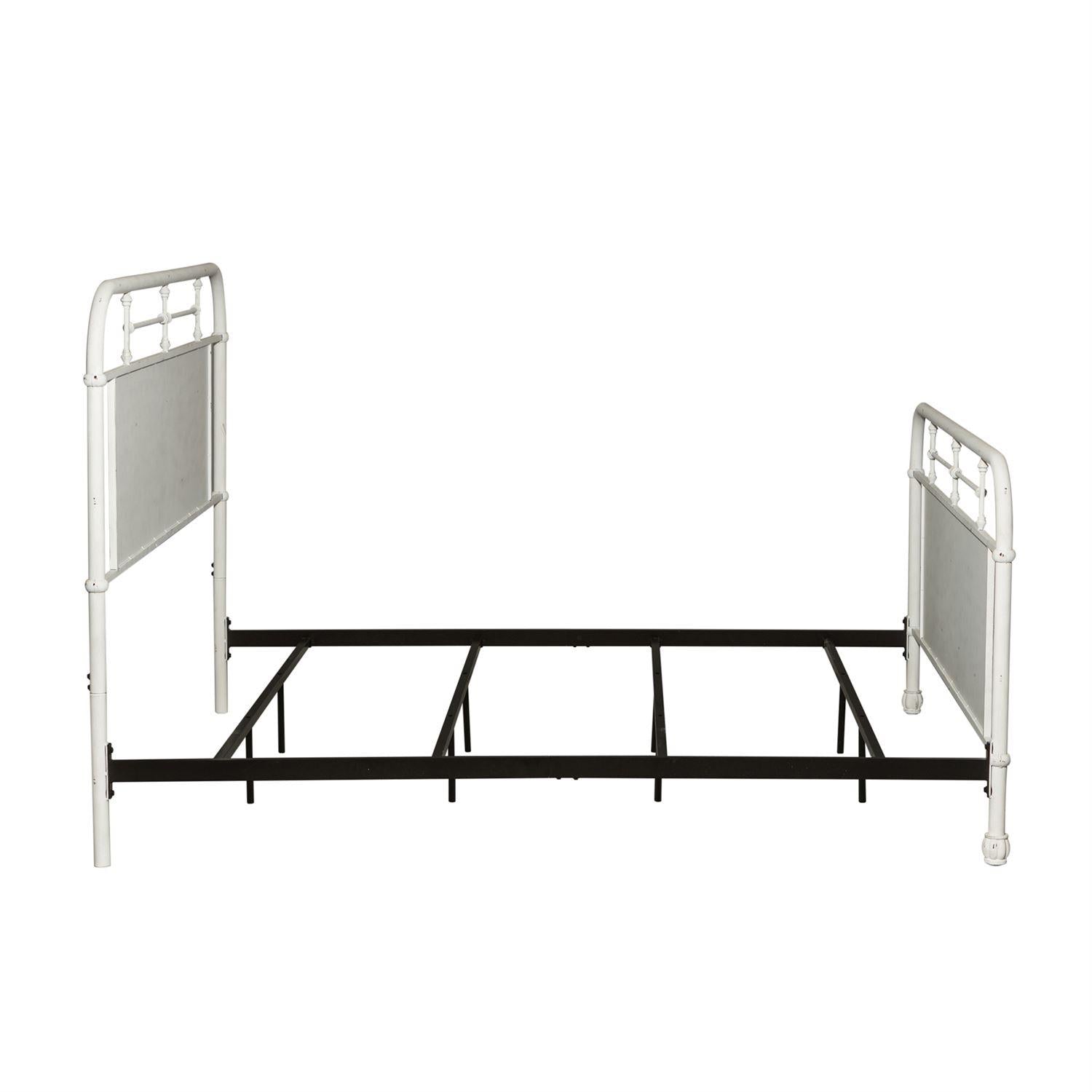  Size_Queen --  Vintage 179-BR13HFR-AW Queen Metal Bed - Antique White IMAGE 3