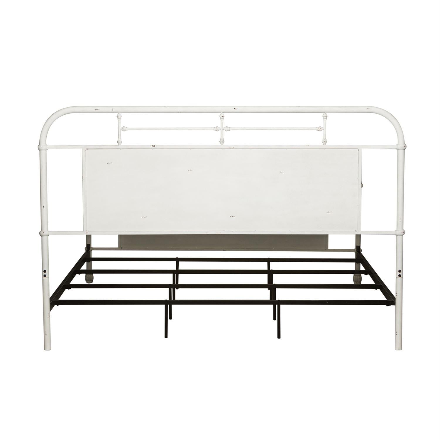  Size_Queen --  Vintage 179-BR13HFR-AW Queen Metal Bed - Antique White IMAGE 4