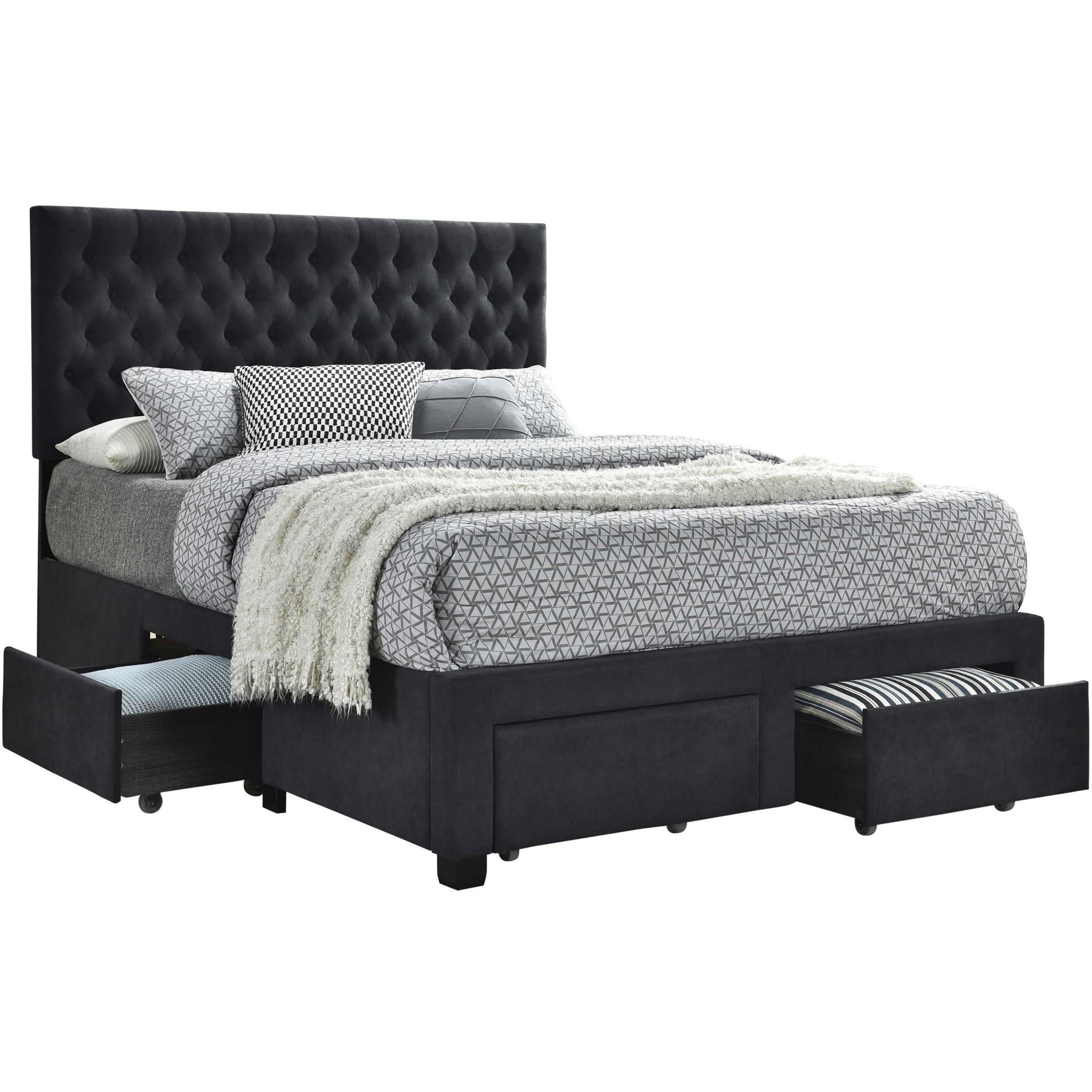  Size_Queen --  Soledad 305877Q Upholstered Queen Storage Panel Bed - Grey IMAGE 1