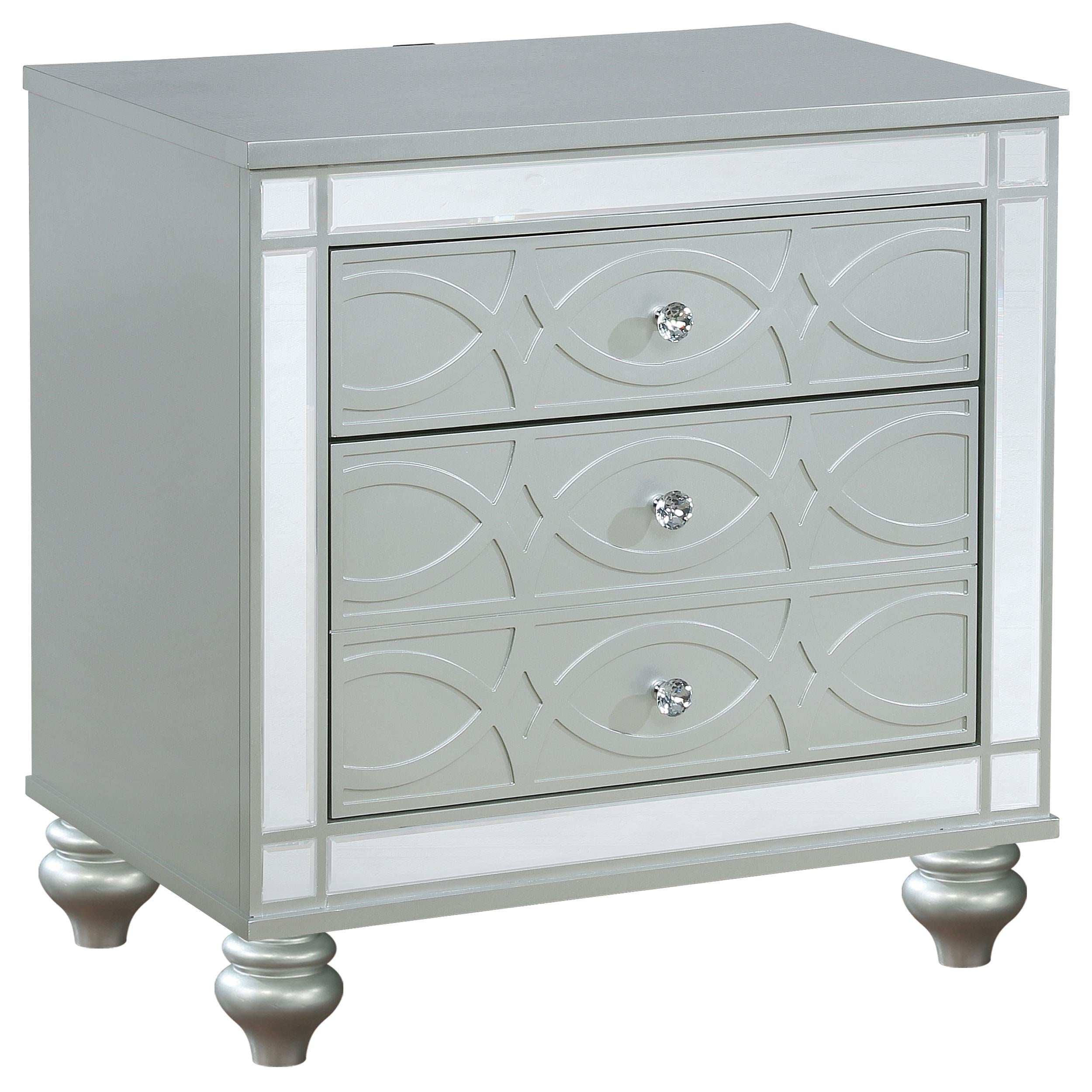  Coaster Furniture Gunnison 223212 2-Drawer Nightstand - Silver Metallic IMAGE 1