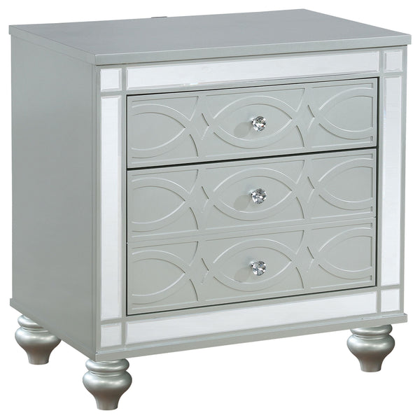 Coaster Furniture Gunnison 223212 2-Drawer Nightstand - Silver Metallic