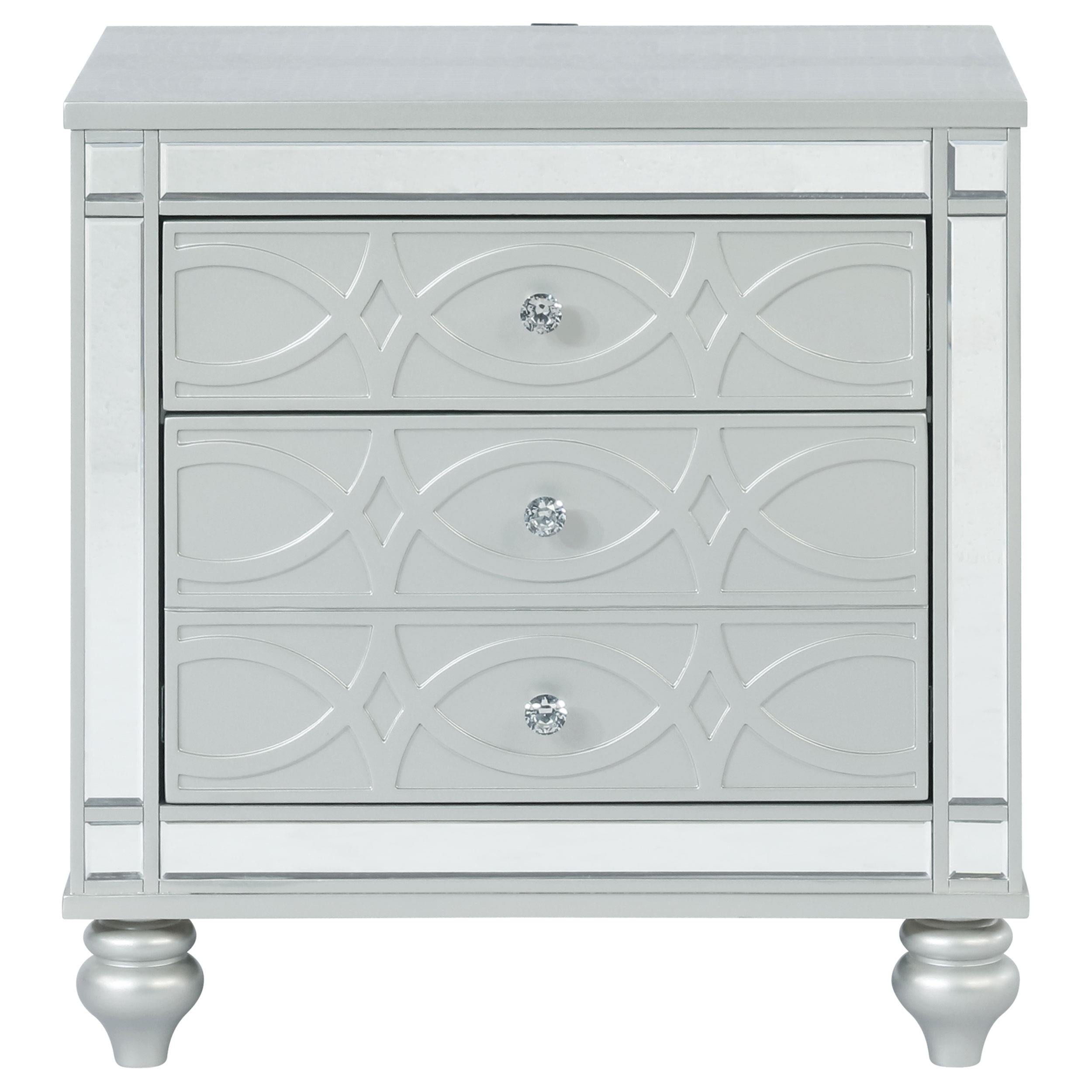  Coaster Furniture Gunnison 223212 2-Drawer Nightstand - Silver Metallic IMAGE 2
