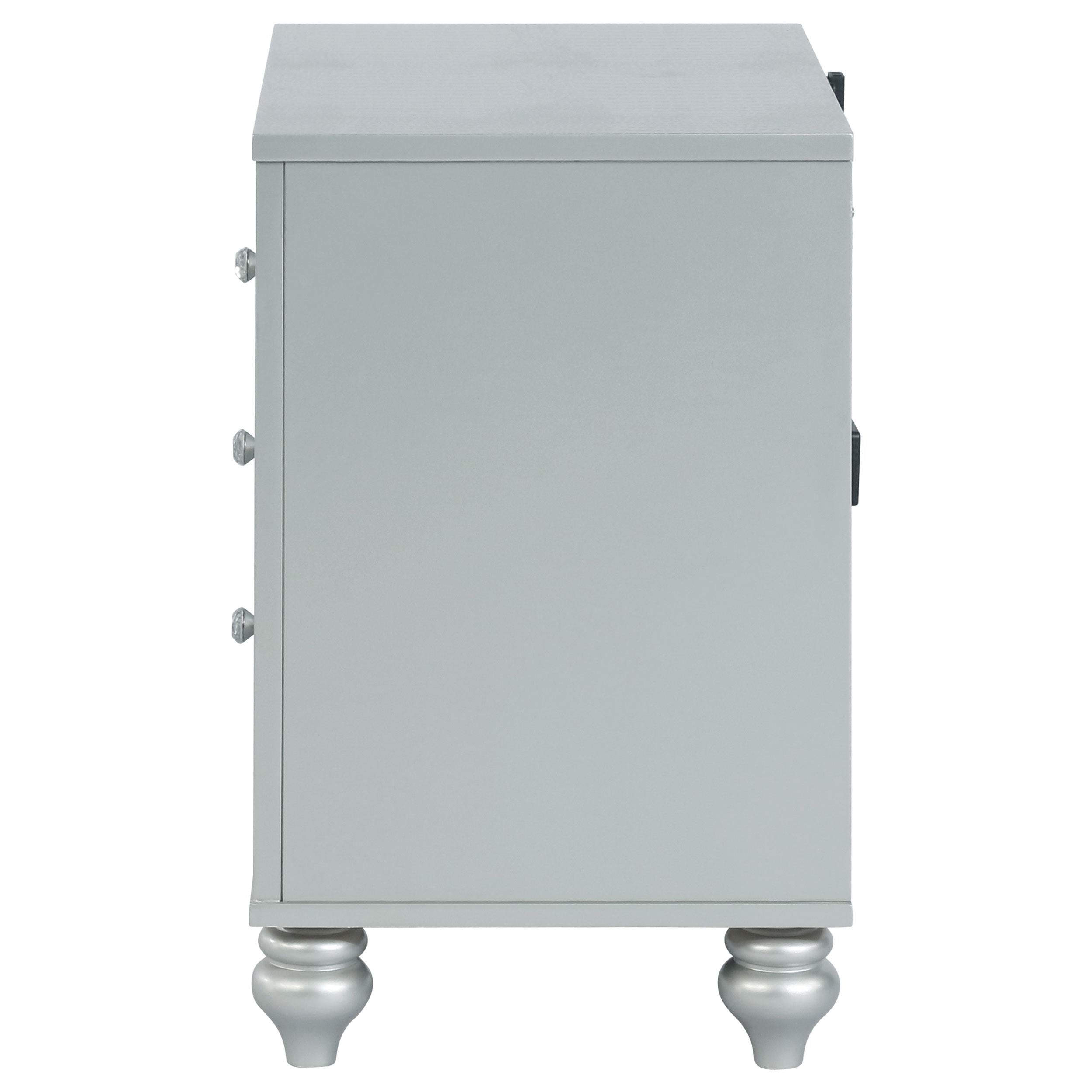  Coaster Furniture Gunnison 223212 2-Drawer Nightstand - Silver Metallic IMAGE 4