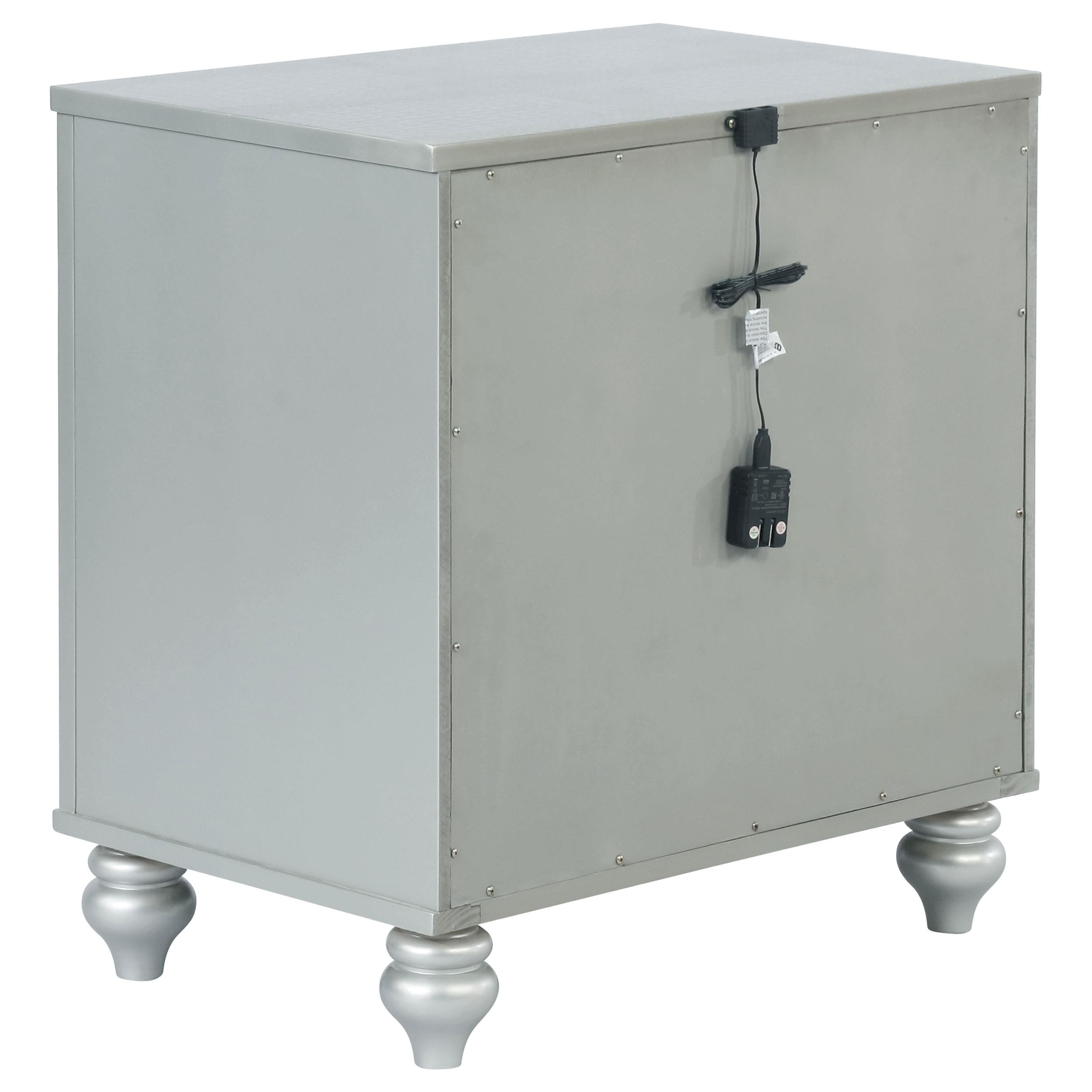  Coaster Furniture Gunnison 223212 2-Drawer Nightstand - Silver Metallic IMAGE 5