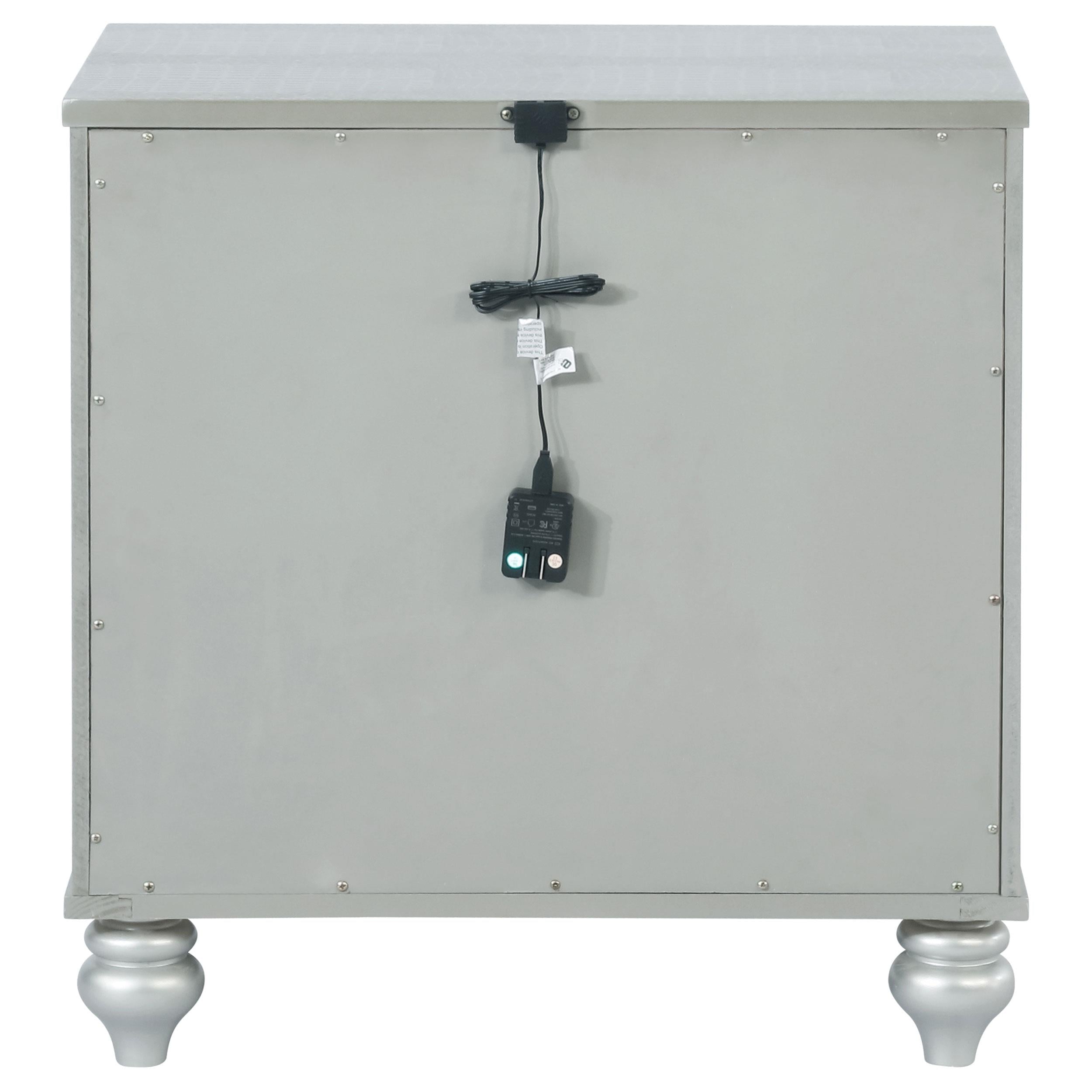  Coaster Furniture Gunnison 223212 2-Drawer Nightstand - Silver Metallic IMAGE 6