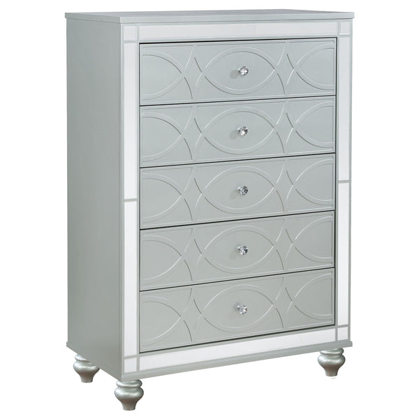 Coaster Furniture Gunnison 223215 5-Drawer Bedroom Chest - Silver Metallic