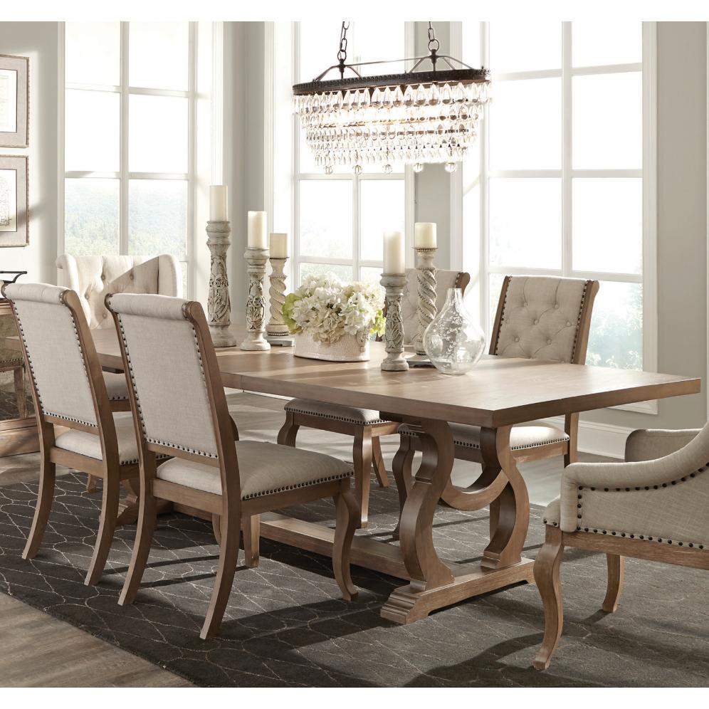  Coaster Furniture Brockway 110291 104-inch Extension Leaf Dining Table - Barley Brown IMAGE 1