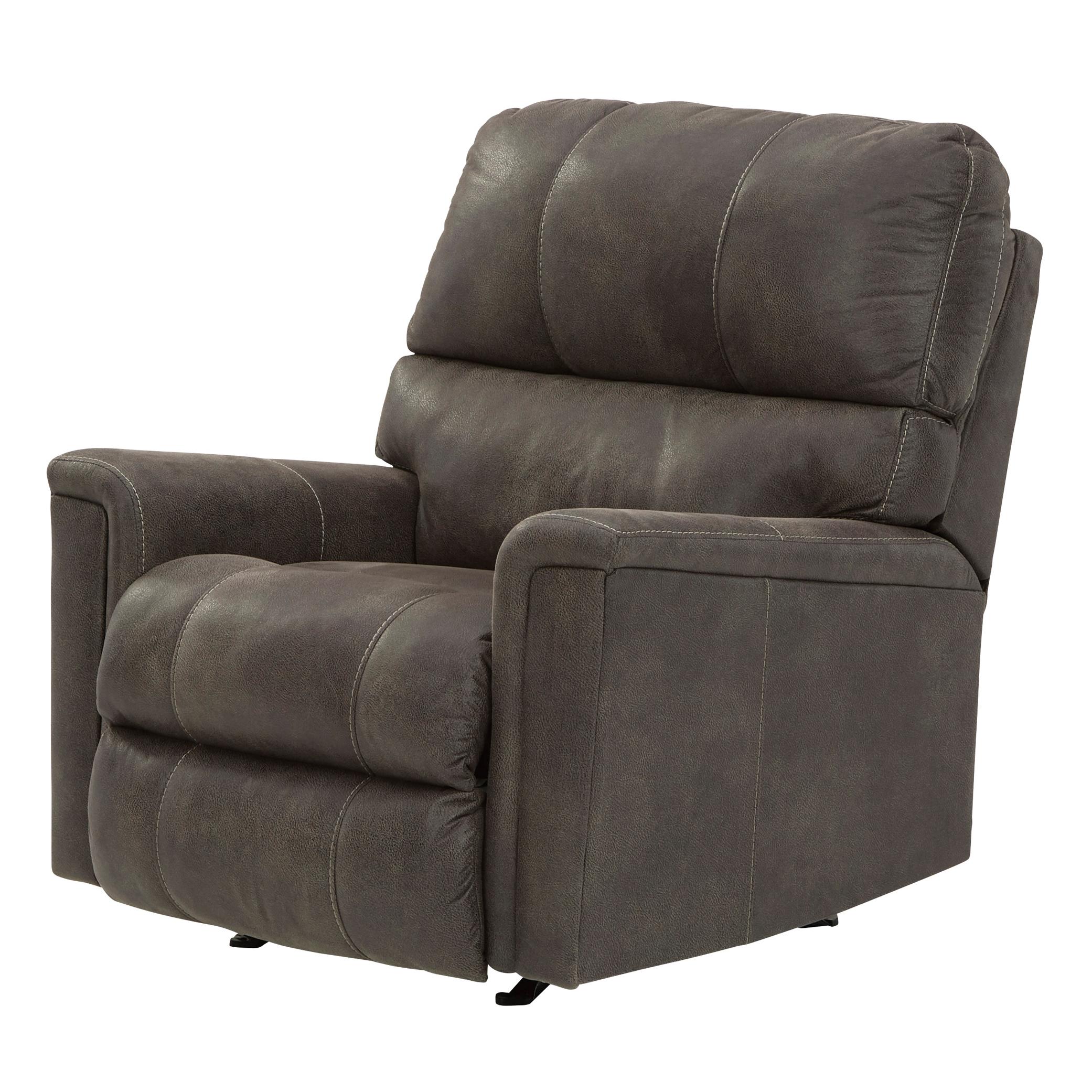 Manufacturer Color_Smoke --  Signature Design by Ashley Navi Rocker Leather Look Recliner IMAGE 3