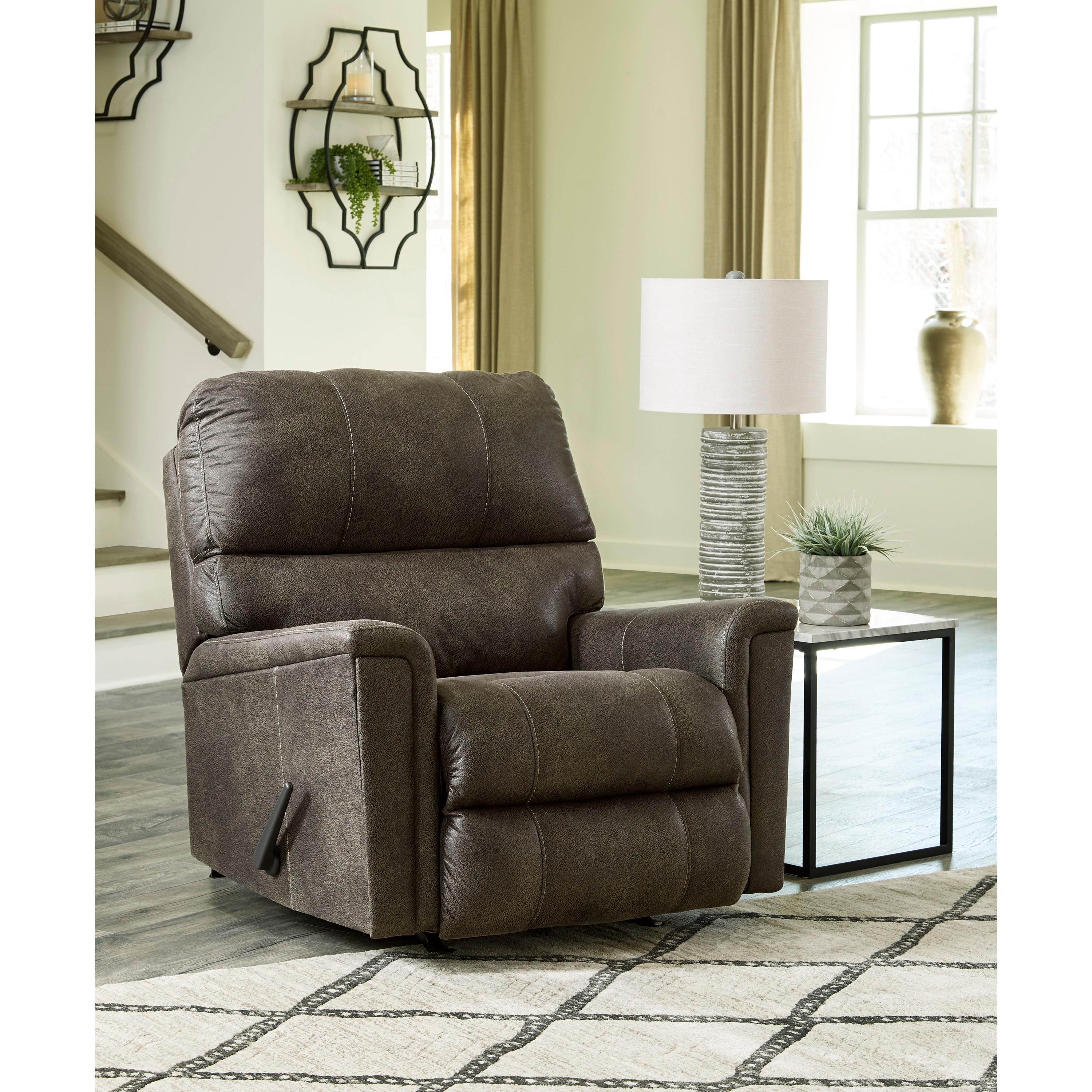  Manufacturer Color_Smoke --  Signature Design by Ashley Navi Rocker Leather Look Recliner IMAGE 7
