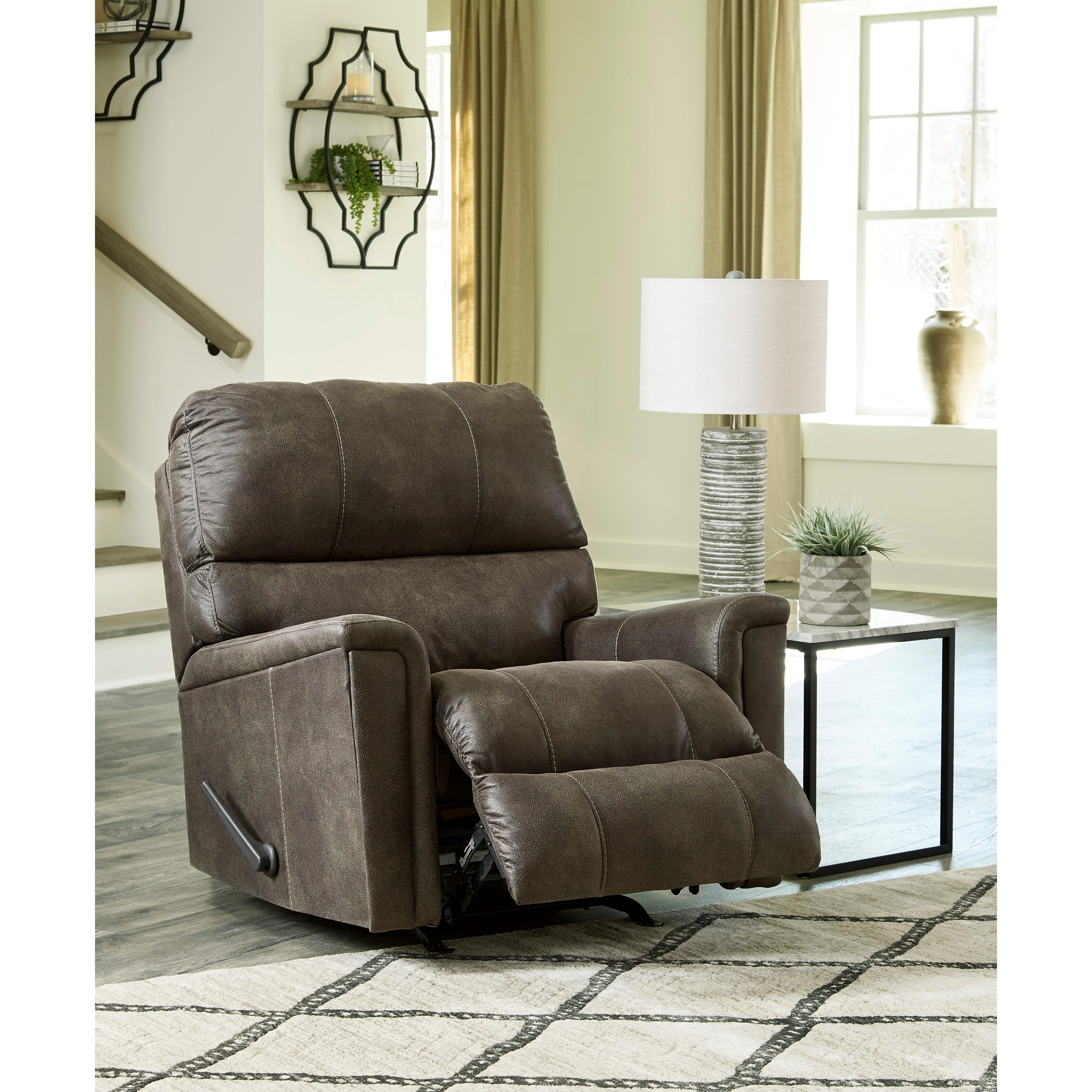  Manufacturer Color_Smoke --  Signature Design by Ashley Navi Rocker Leather Look Recliner IMAGE 8