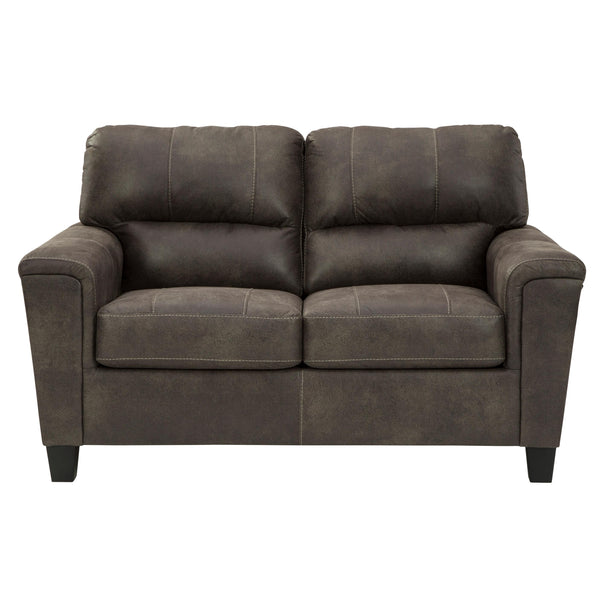 Signature Design by Ashley Navi Stationary Leather Look Loveseat