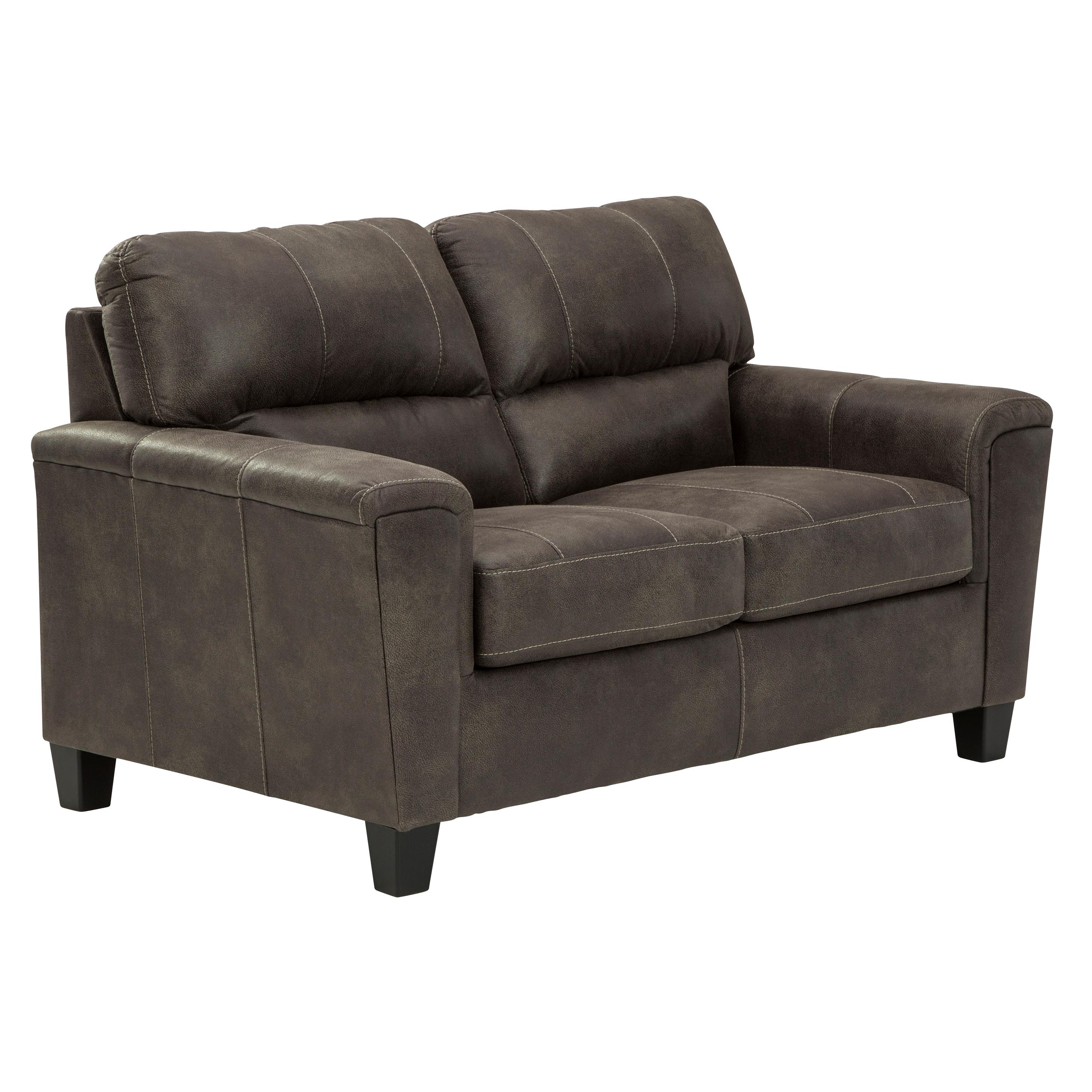  Manufacturer Color_Smoke --  Signature Design by Ashley Navi Stationary Leather Look Loveseat IMAGE 2