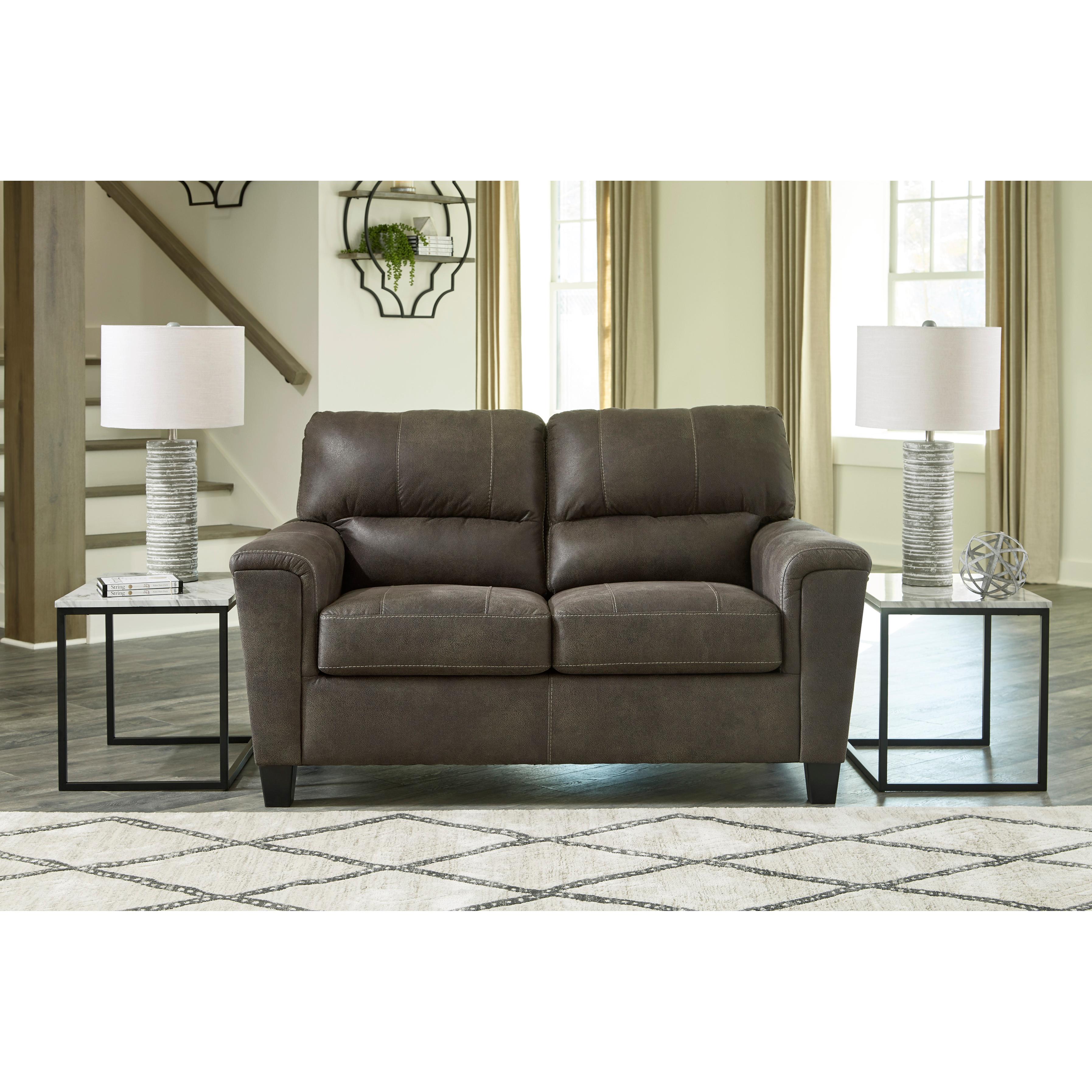  Manufacturer Color_Smoke --  Signature Design by Ashley Navi Stationary Leather Look Loveseat IMAGE 5