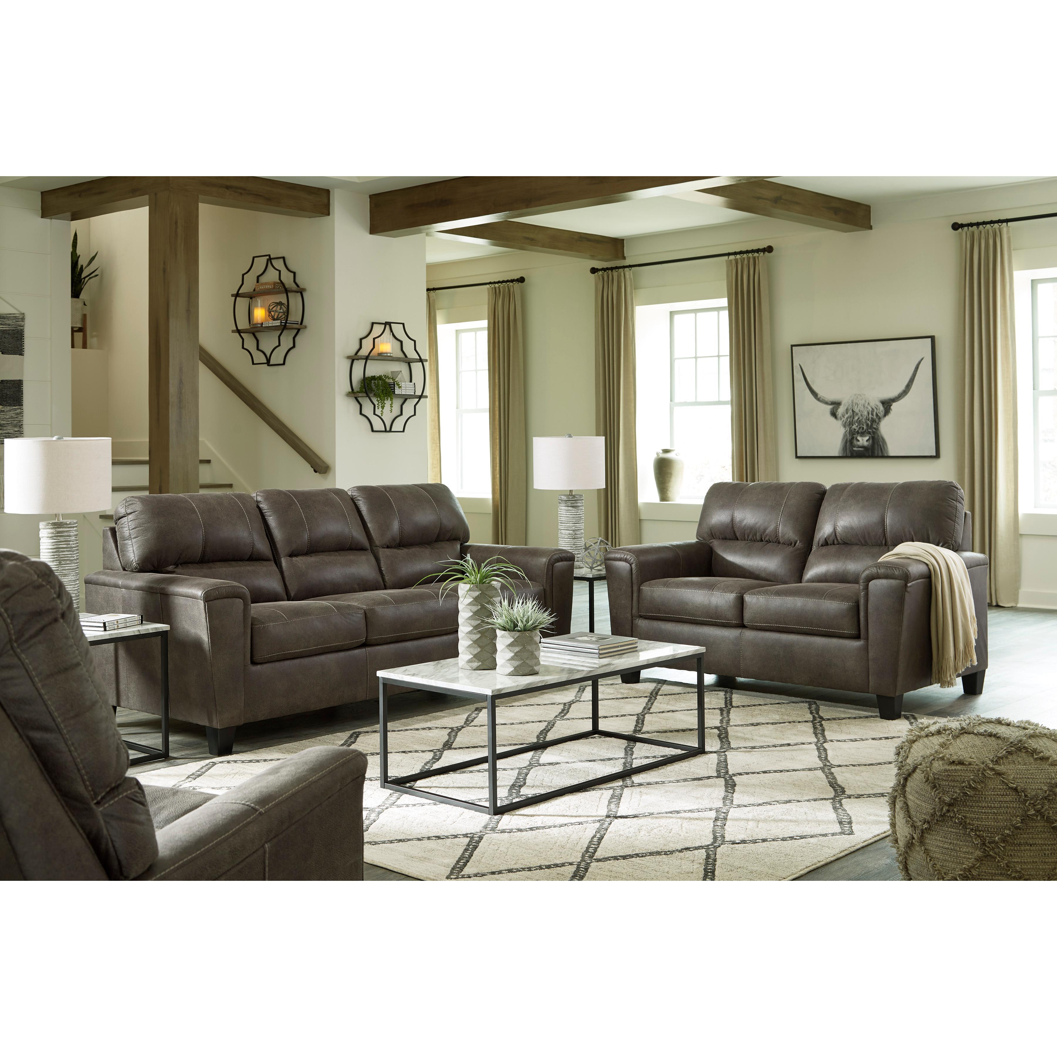  Manufacturer Color_Smoke --  Signature Design by Ashley Navi Stationary Leather Look Sofa IMAGE 10