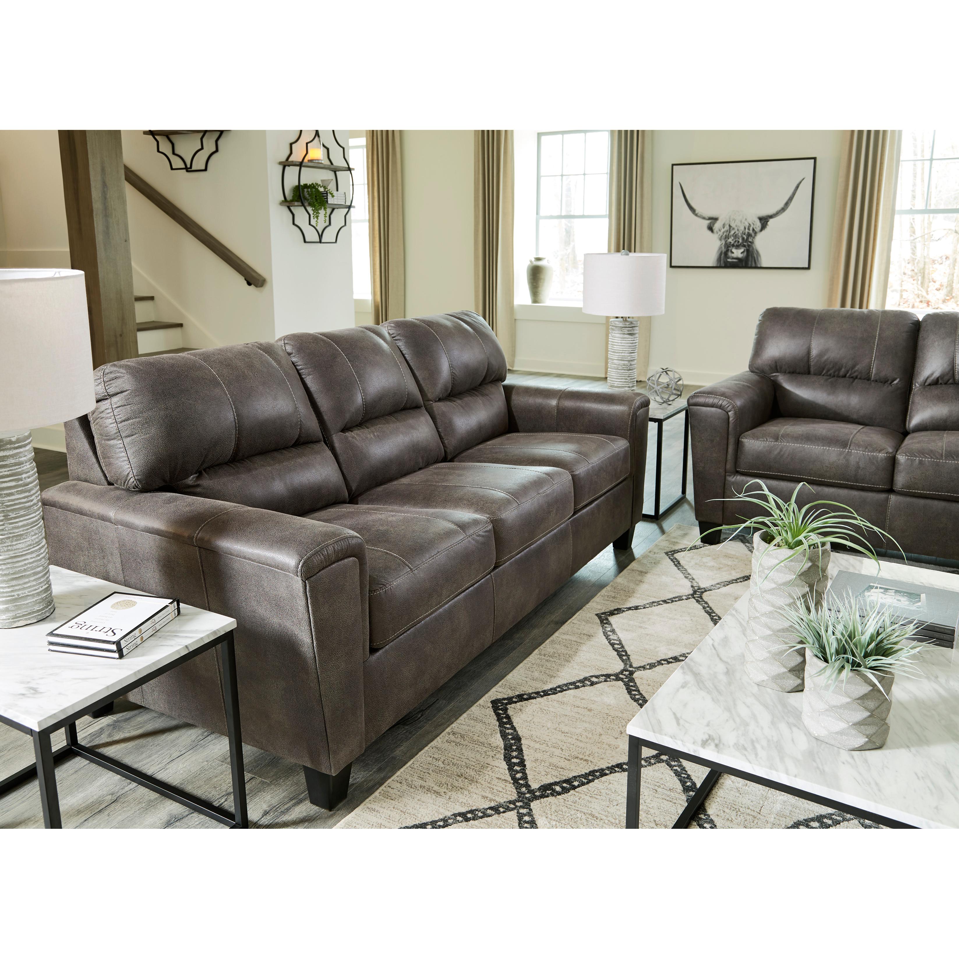  Manufacturer Color_Smoke --  Signature Design by Ashley Navi Stationary Leather Look Sofa IMAGE 6