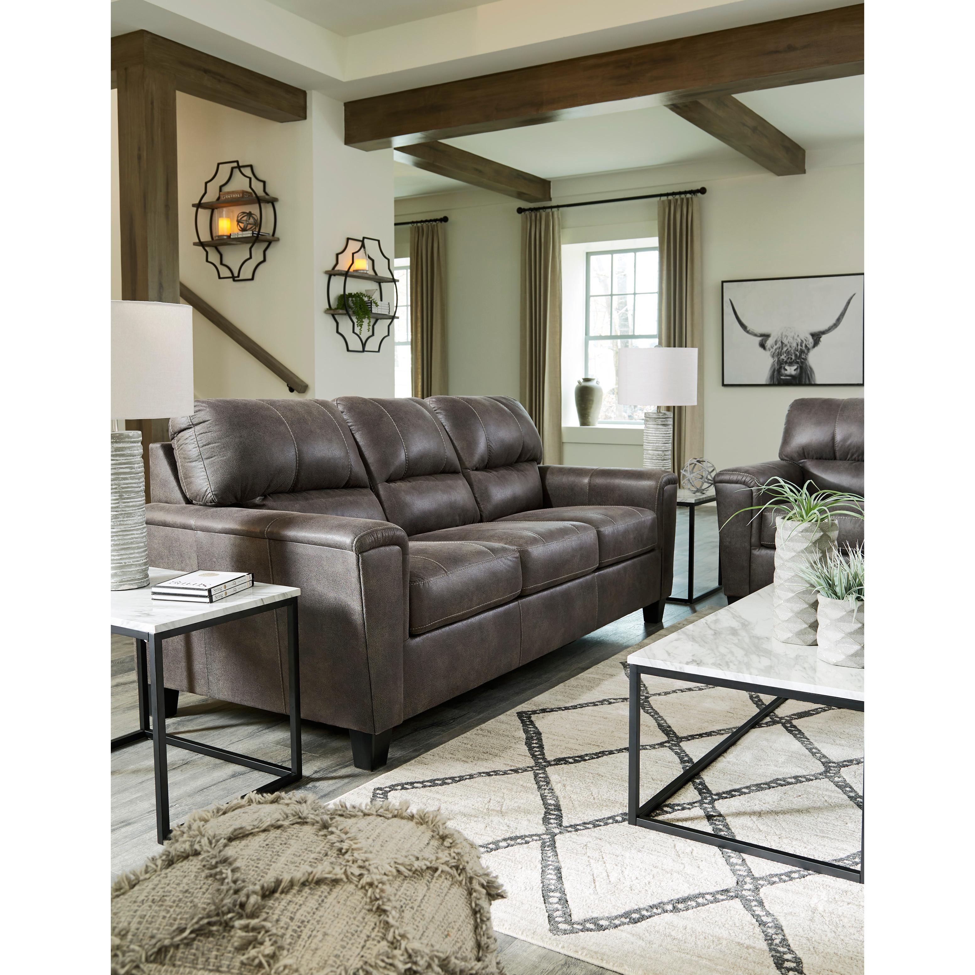  Manufacturer Color_Smoke --  Signature Design by Ashley Navi Stationary Leather Look Sofa IMAGE 7
