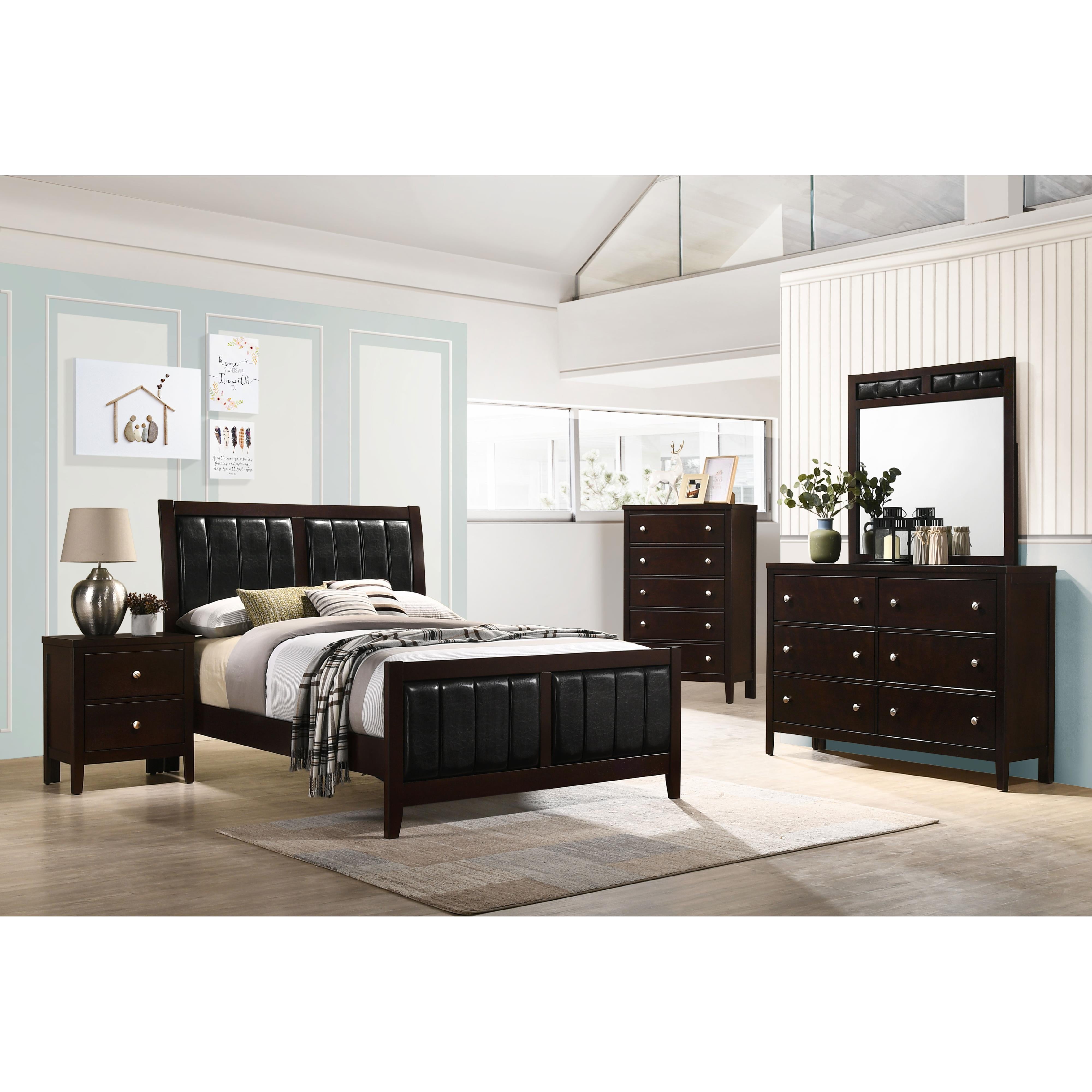  Size_Full --  Carlton 202091F Wood Full Panel Bed - Cappuccino IMAGE 5