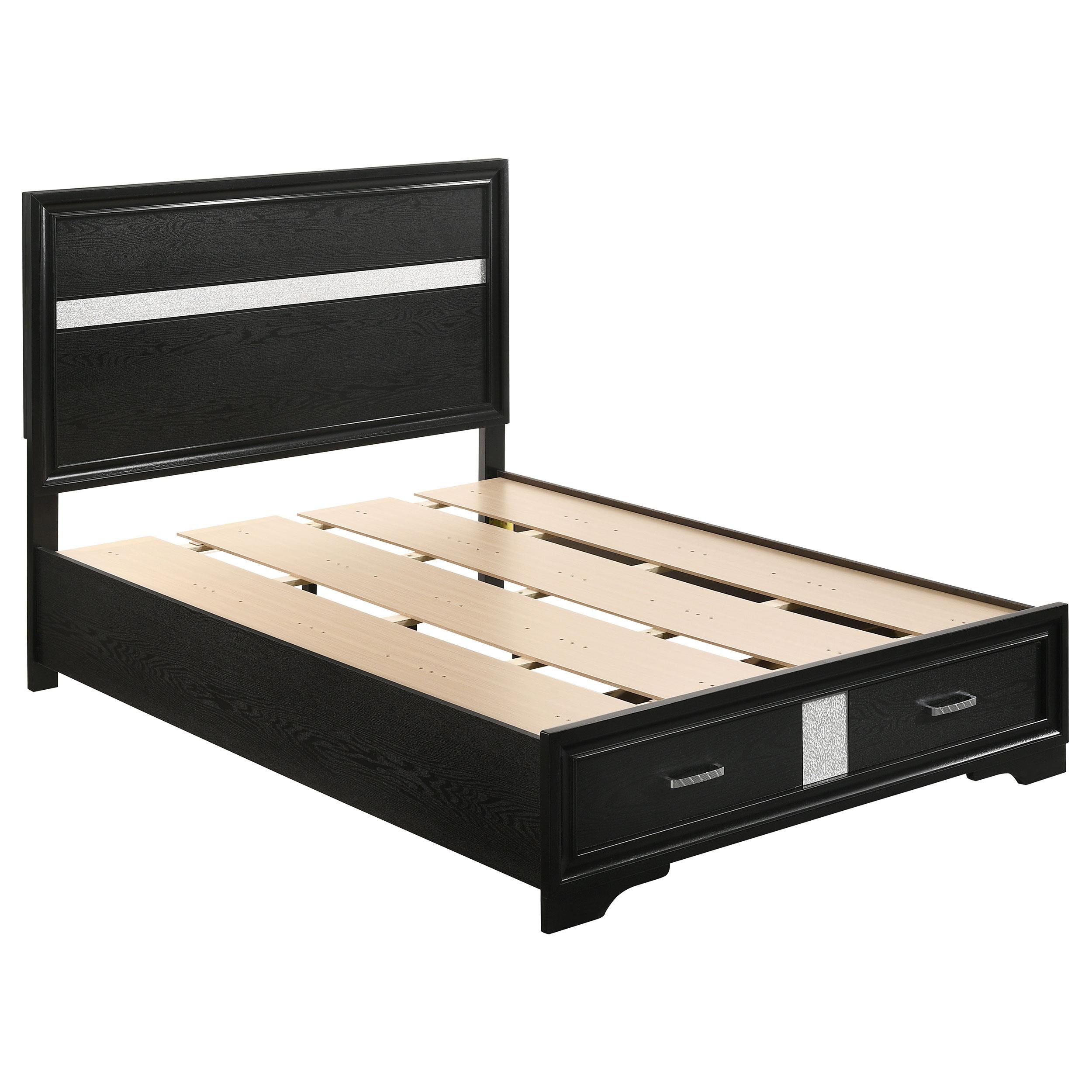  Size_Full --  Miranda 206361F 51-inch Wood Full Storage Panel Bed - Black IMAGE 1