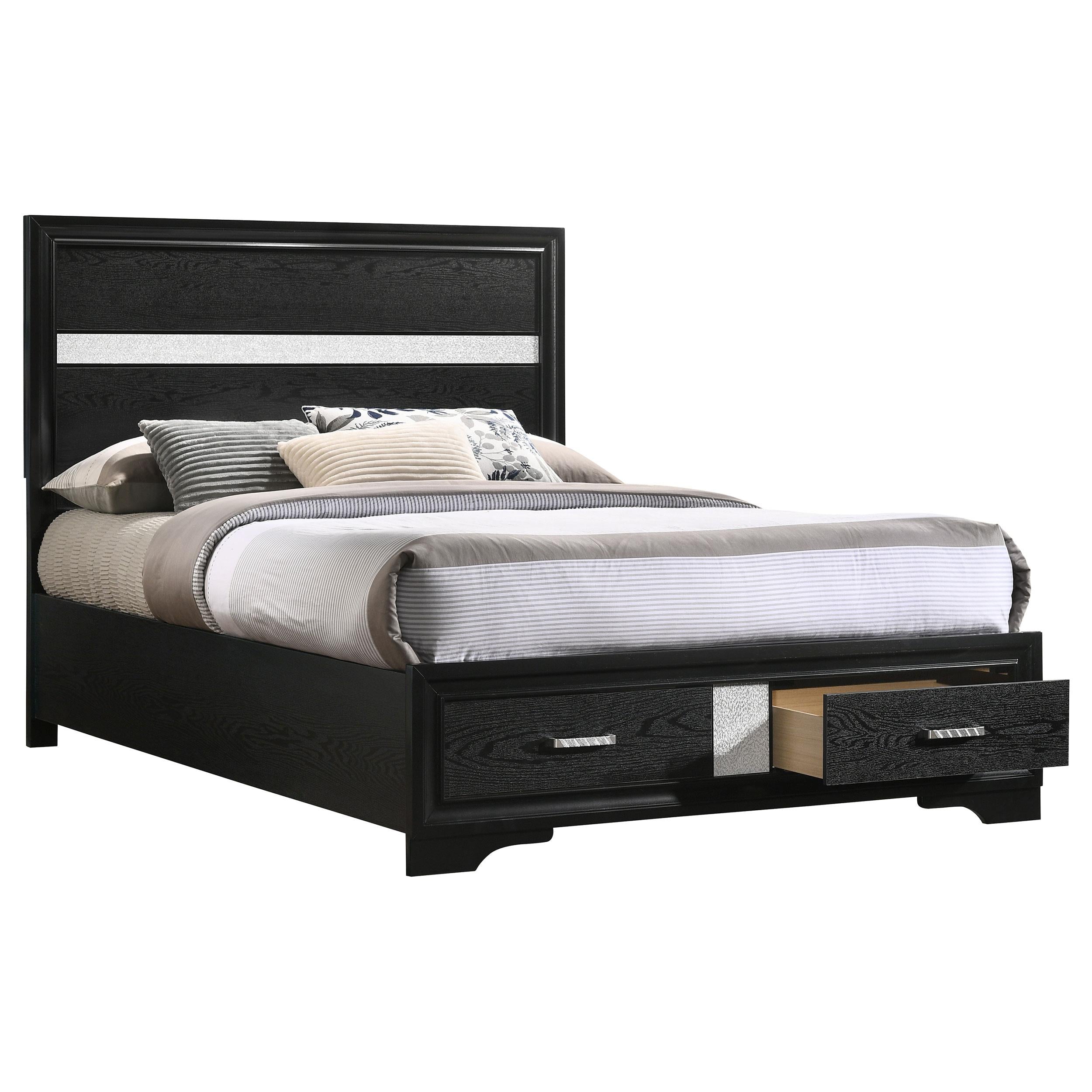  Size_Full --  Miranda 206361F 51-inch Wood Full Storage Panel Bed - Black IMAGE 2