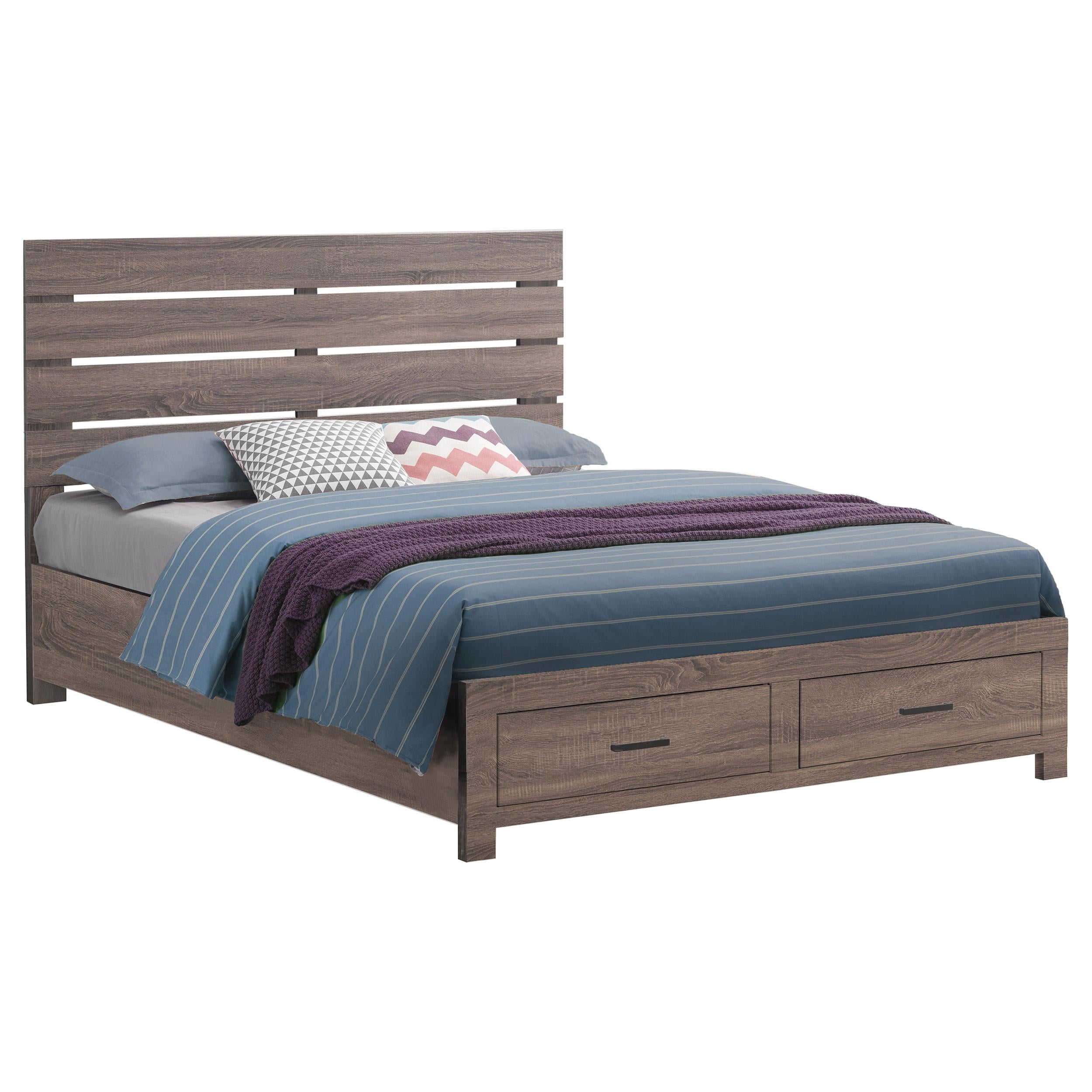  Size_King --  Brantford 207040KE Wood Eastern King Storage Panel Bed - Barrel Oak IMAGE 2