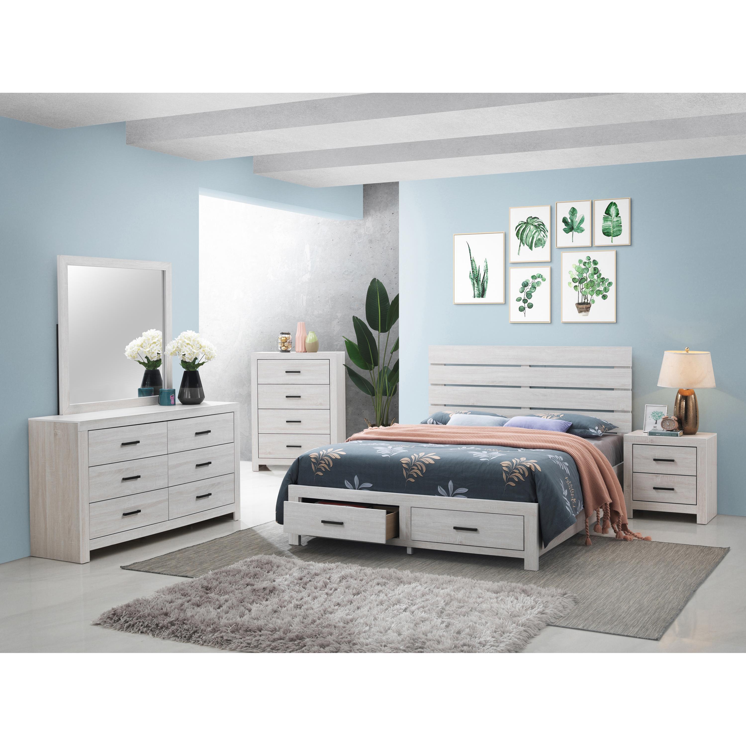  Size_King --  Brantford 207050KE Wood Eastern King Storage Panel Bed - Coastal White IMAGE 4