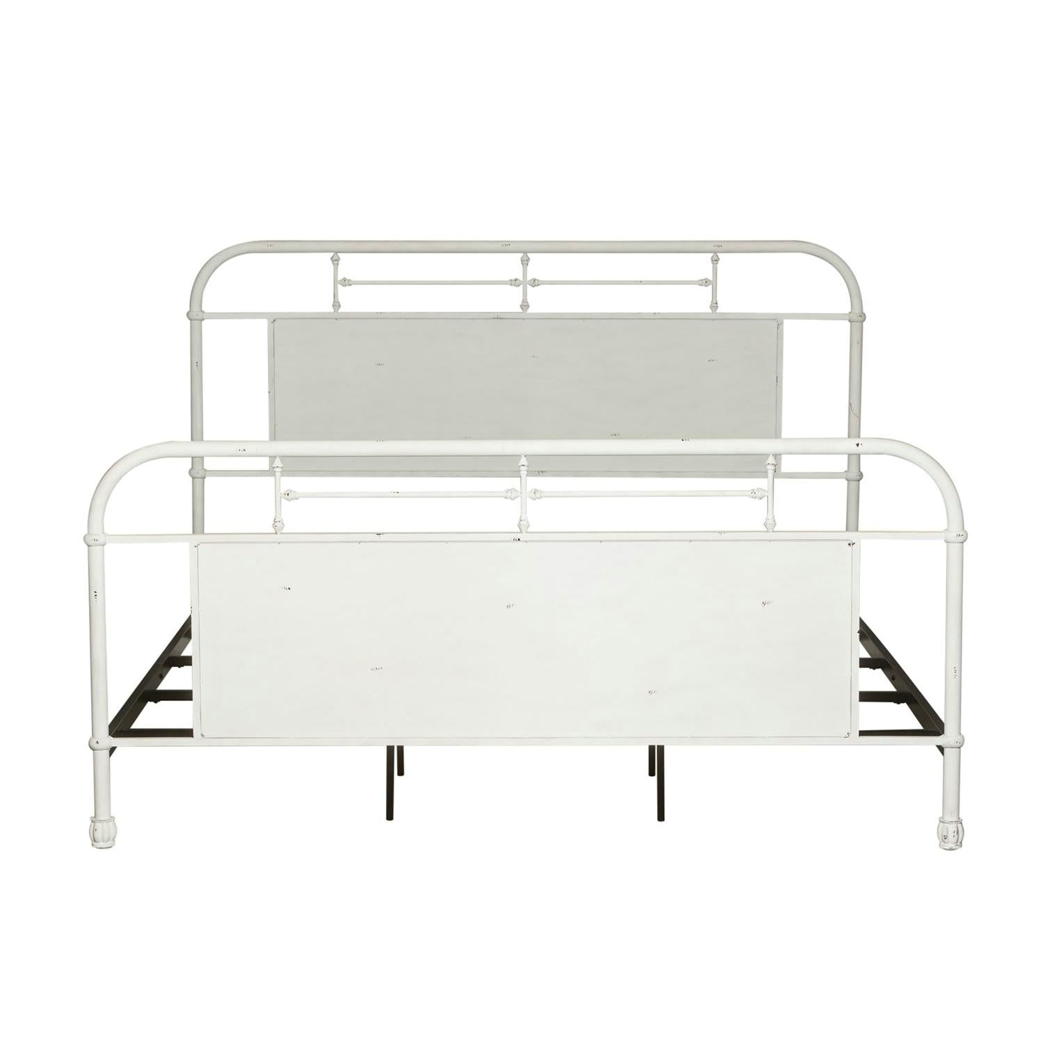  Size_King --  Vintage 179-BR15HFR-AW King Metal Bed - Antique White IMAGE 1