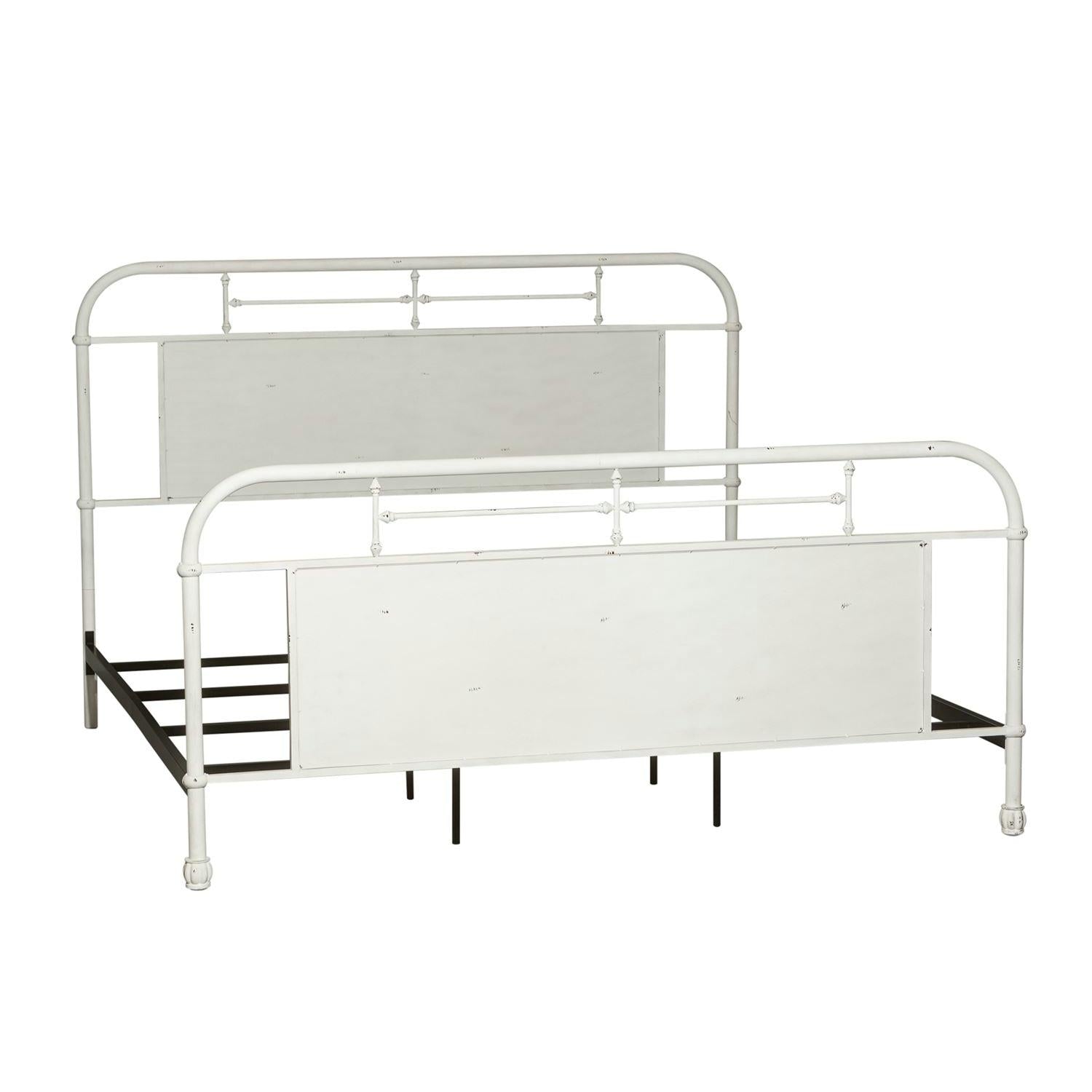  Size_King --  Vintage 179-BR15HFR-AW King Metal Bed - Antique White IMAGE 2