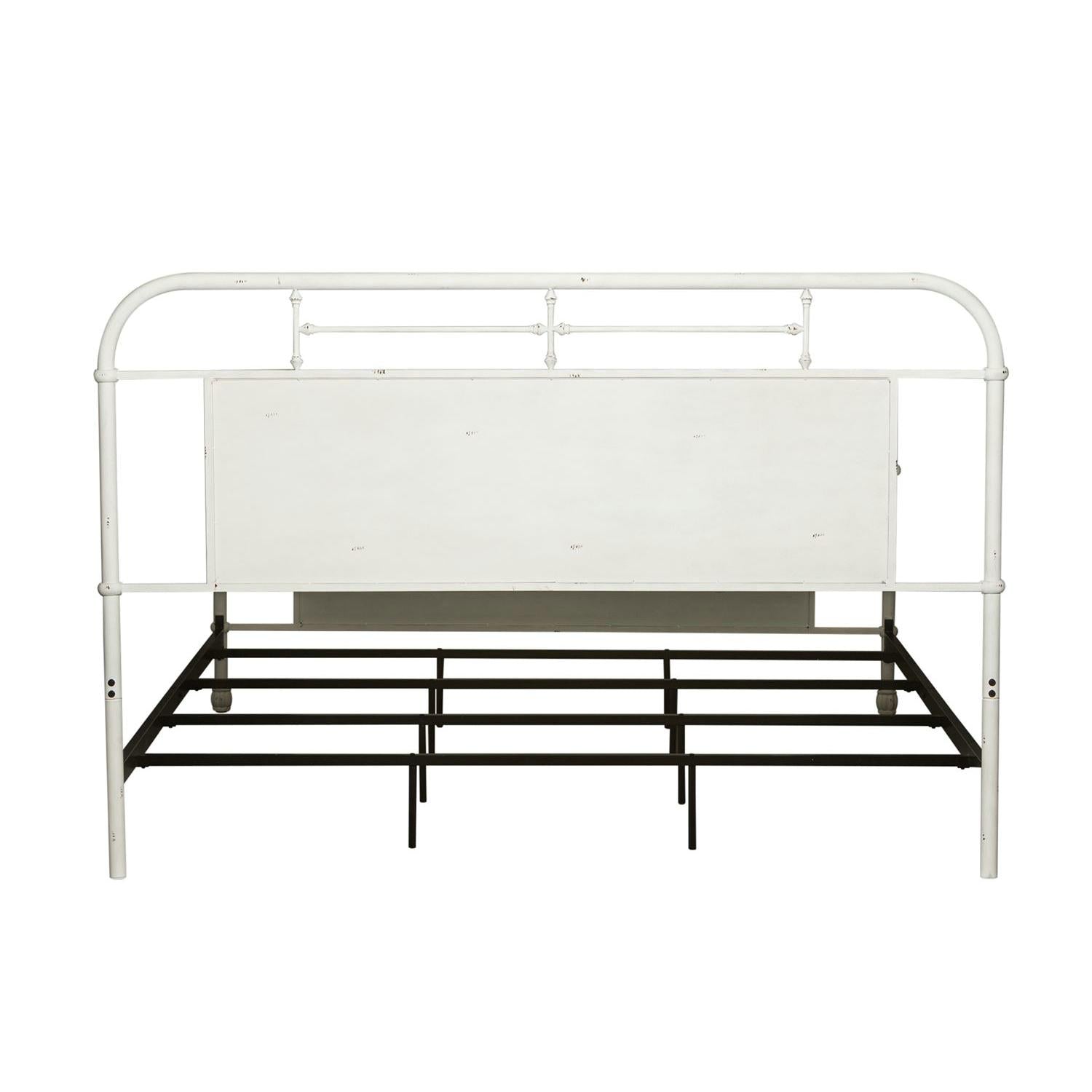  Size_King --  Vintage 179-BR15HFR-AW King Metal Bed - Antique White IMAGE 4