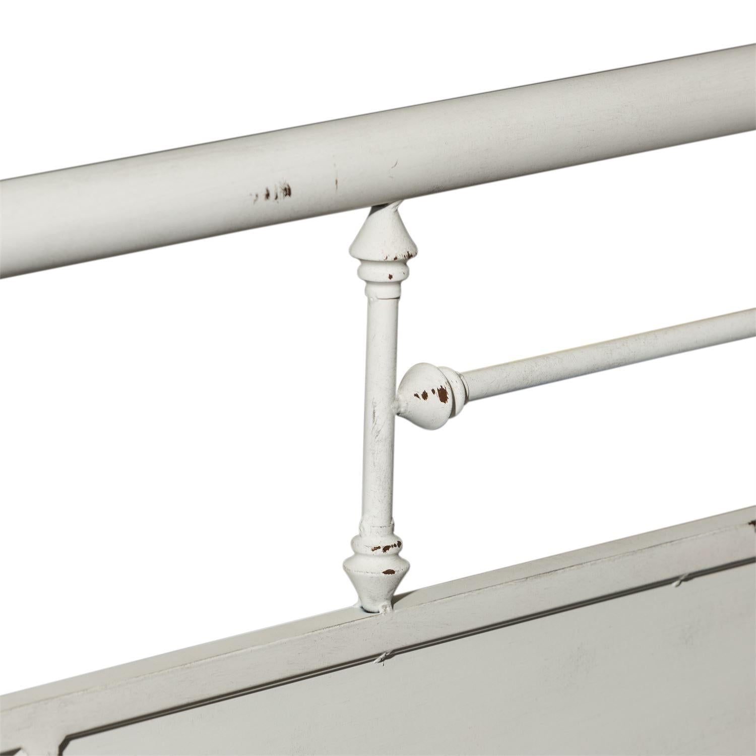  Size_King --  Vintage 179-BR15HFR-AW King Metal Bed - Antique White IMAGE 5