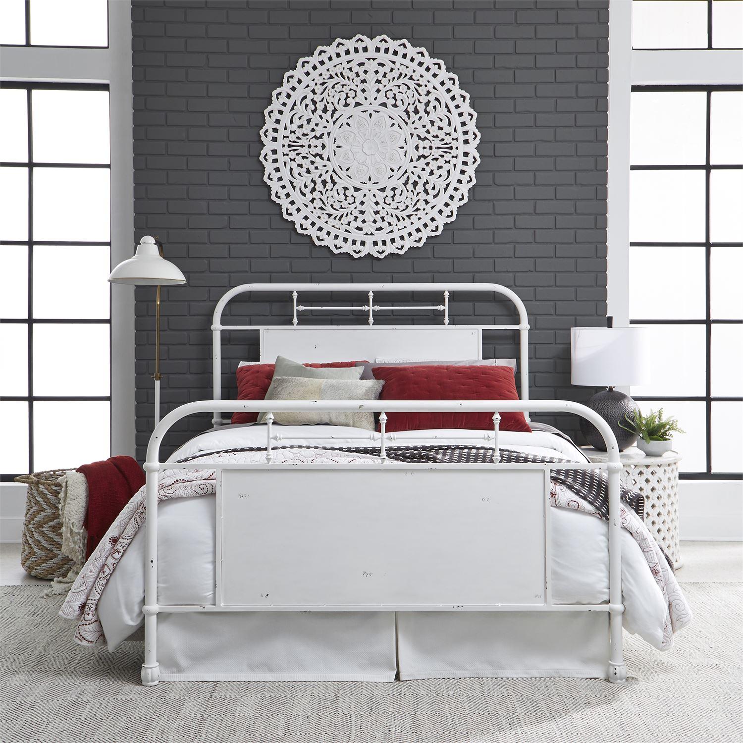  Size_King --  Vintage 179-BR15HFR-AW King Metal Bed - Antique White IMAGE 8