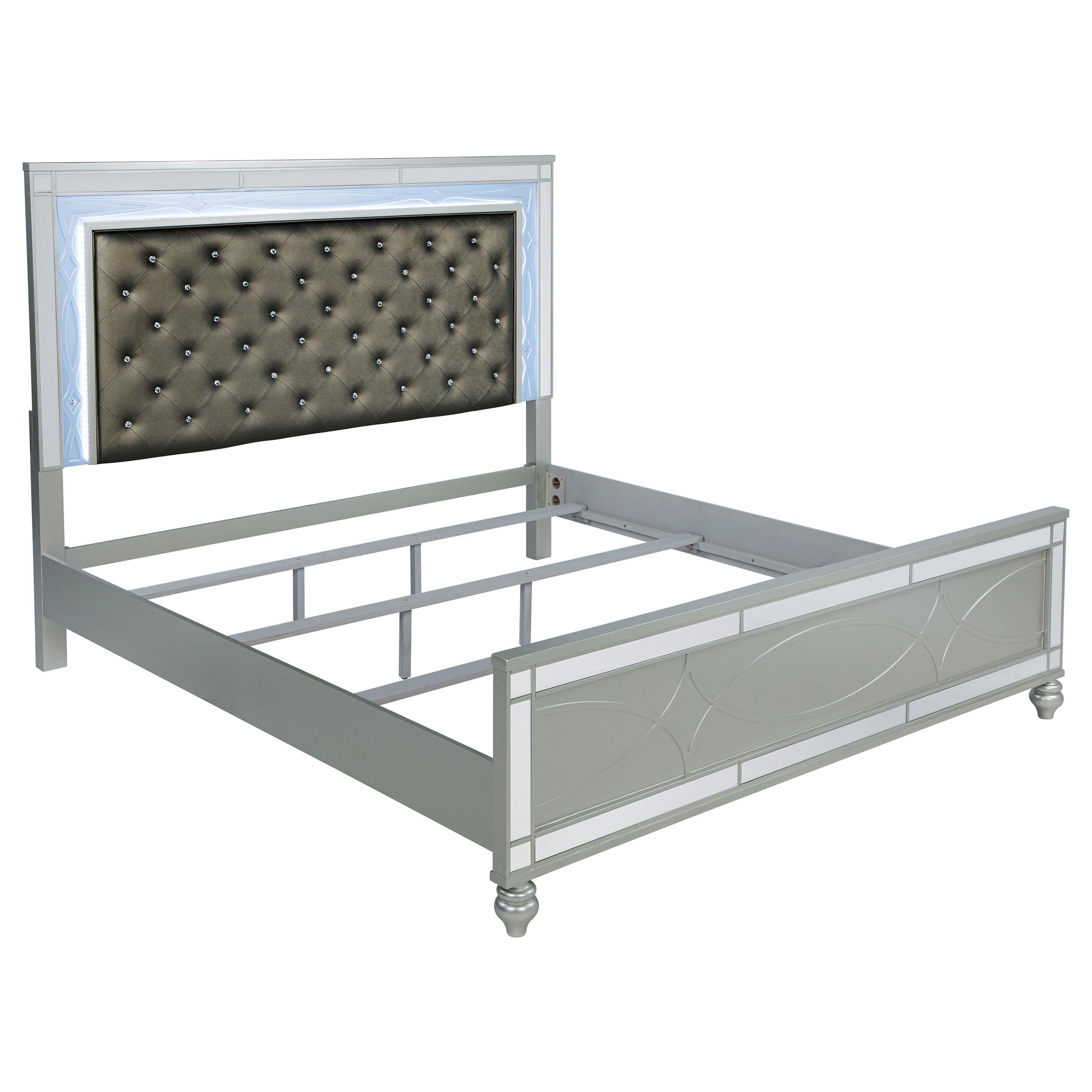  Size_King --  Gunnison 223211KE Wood Eastern King LED Panel Bed - Silver Metallic IMAGE 1