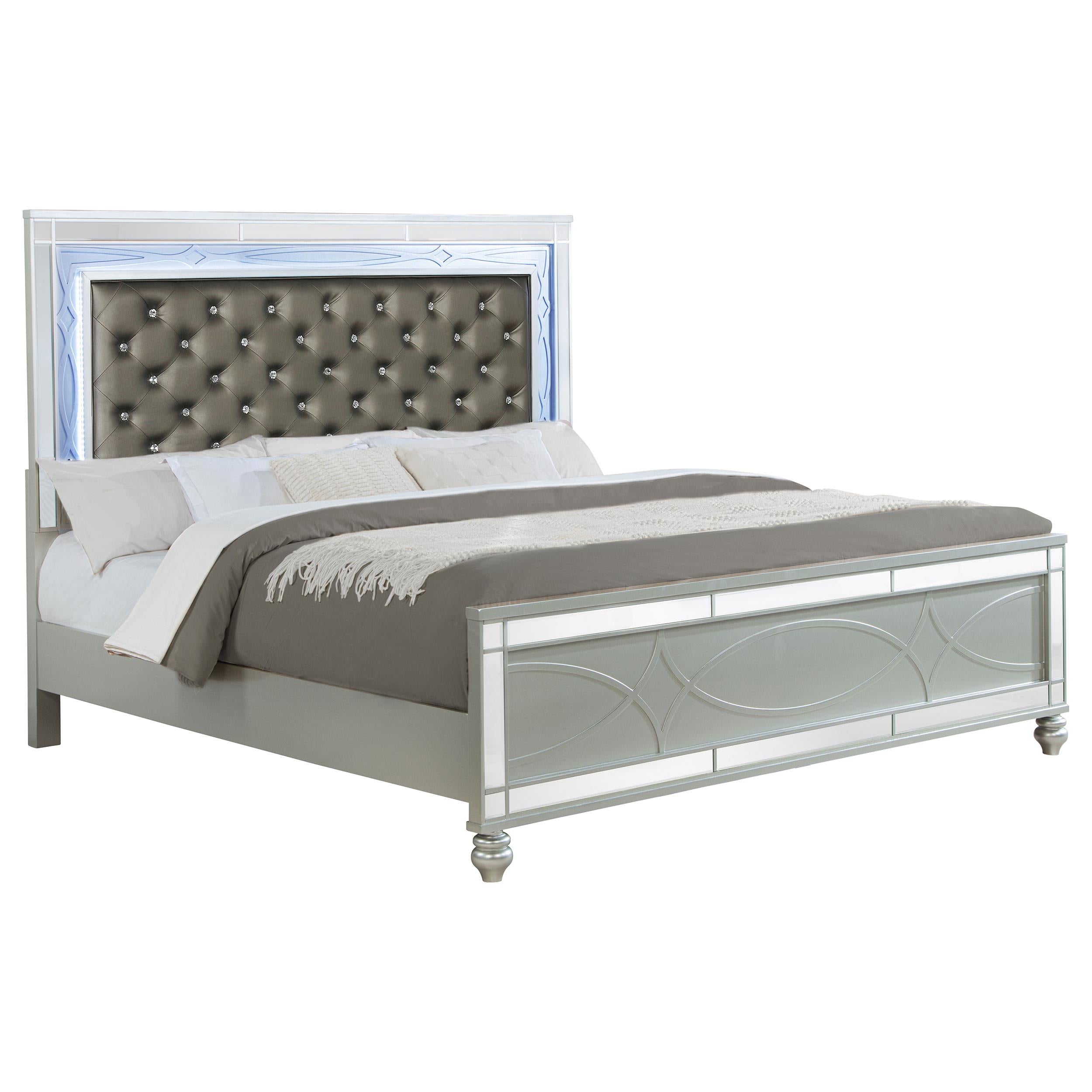  Size_King --  Gunnison 223211KE Wood Eastern King LED Panel Bed - Silver Metallic IMAGE 2