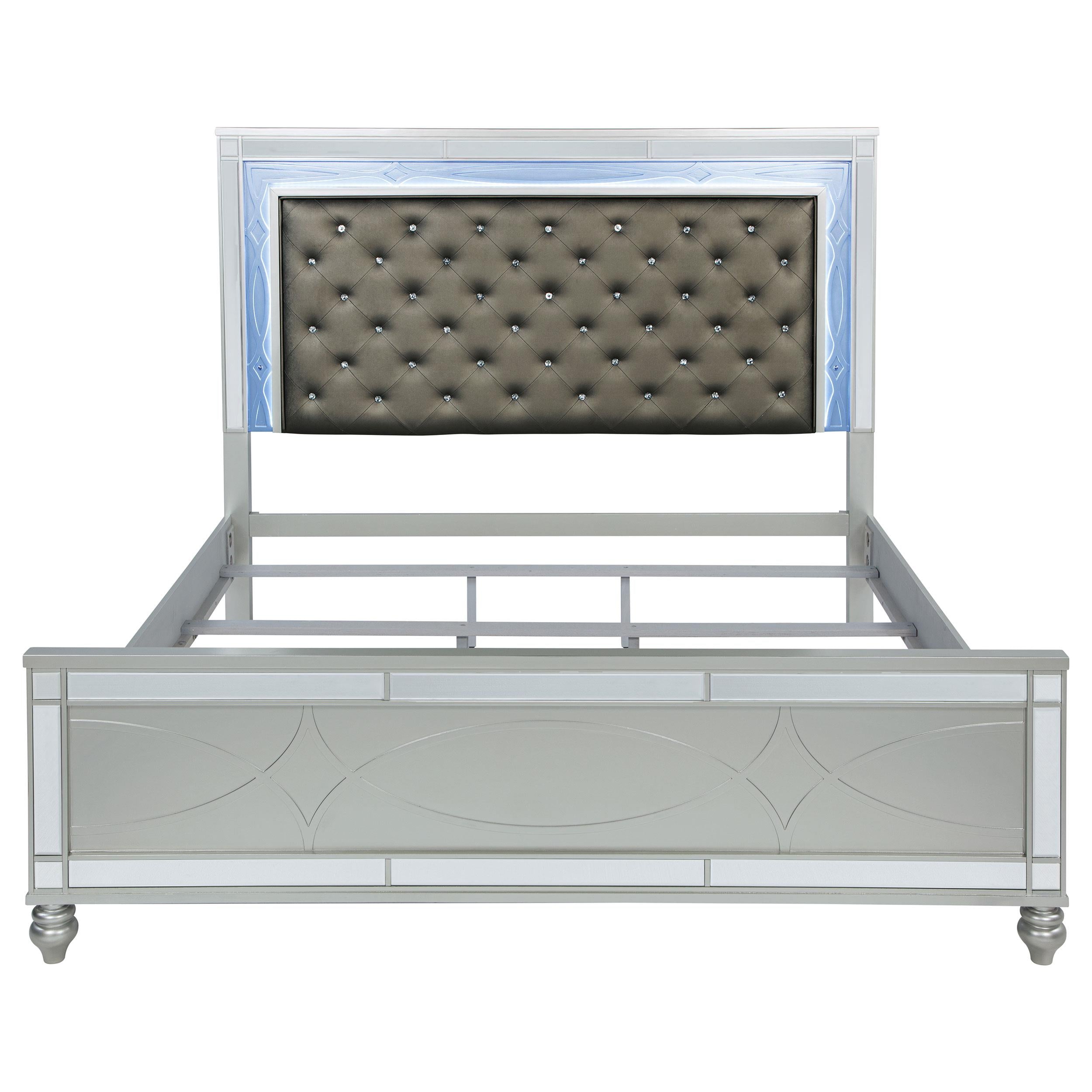  Size_King --  Gunnison 223211KE Wood Eastern King LED Panel Bed - Silver Metallic IMAGE 3