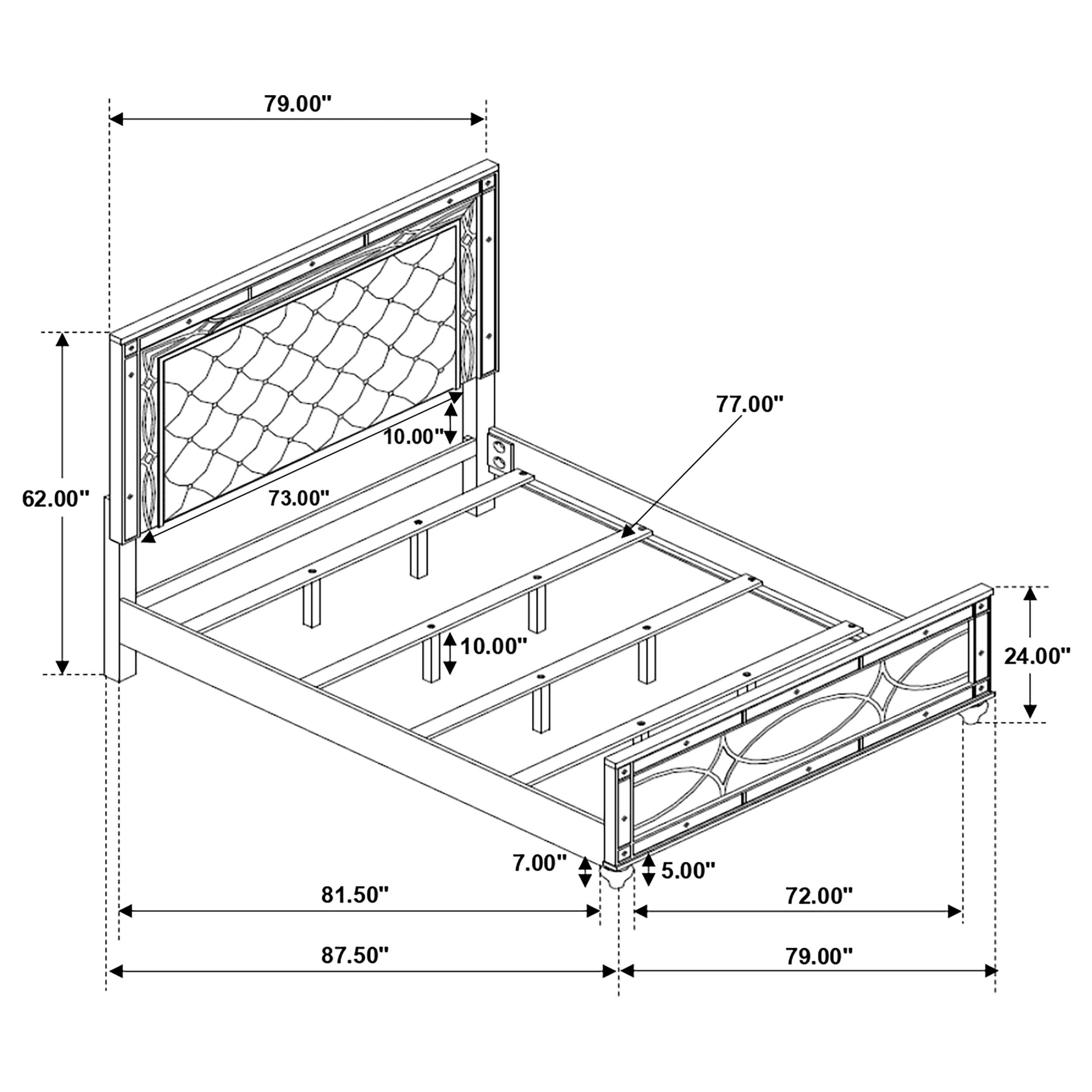  Size_King --  Gunnison 223211KE Wood Eastern King LED Panel Bed - Silver Metallic IMAGE 5