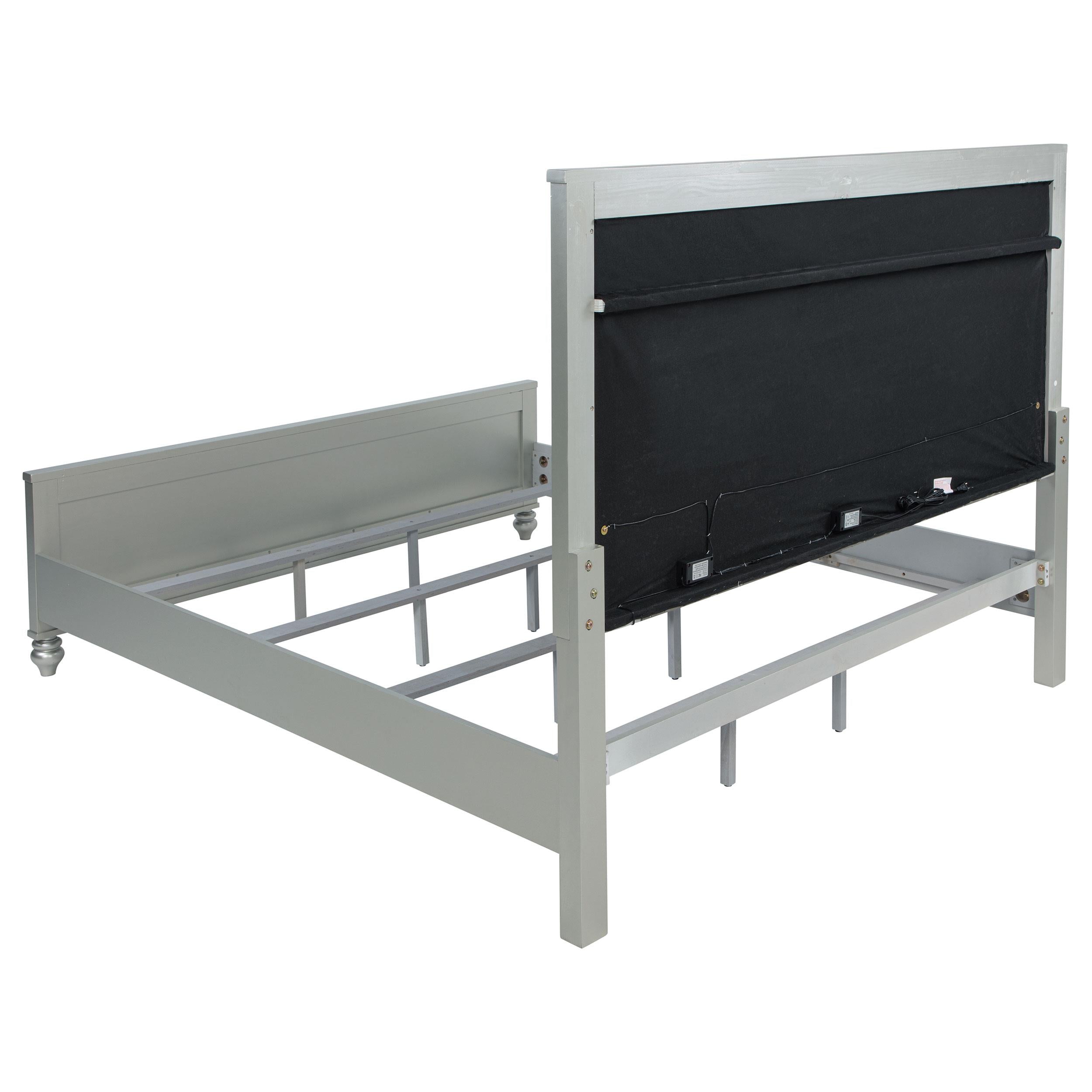  Size_King --  Gunnison 223211KE Wood Eastern King LED Panel Bed - Silver Metallic IMAGE 7