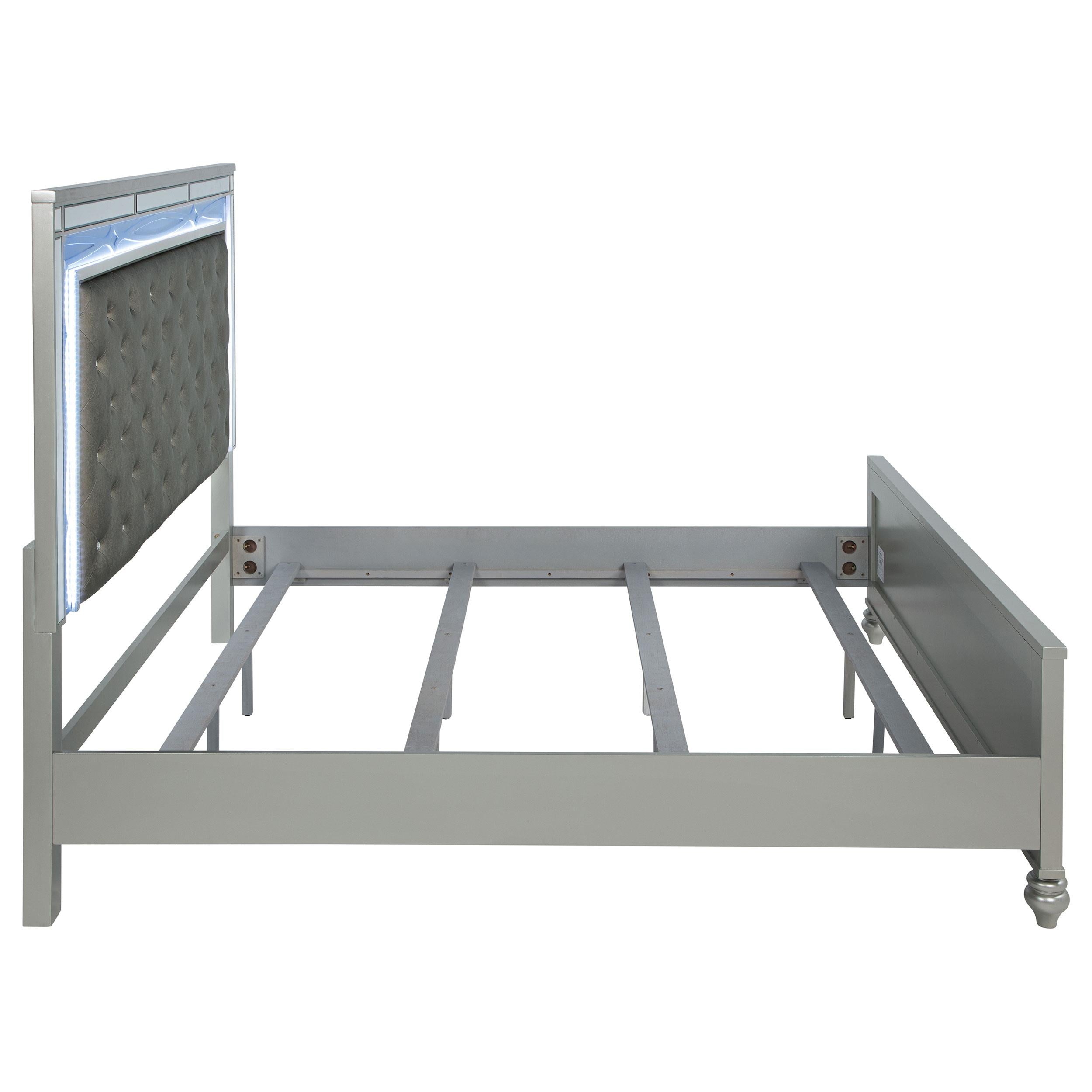  Size_King --  Gunnison 223211KE Wood Eastern King LED Panel Bed - Silver Metallic IMAGE 8