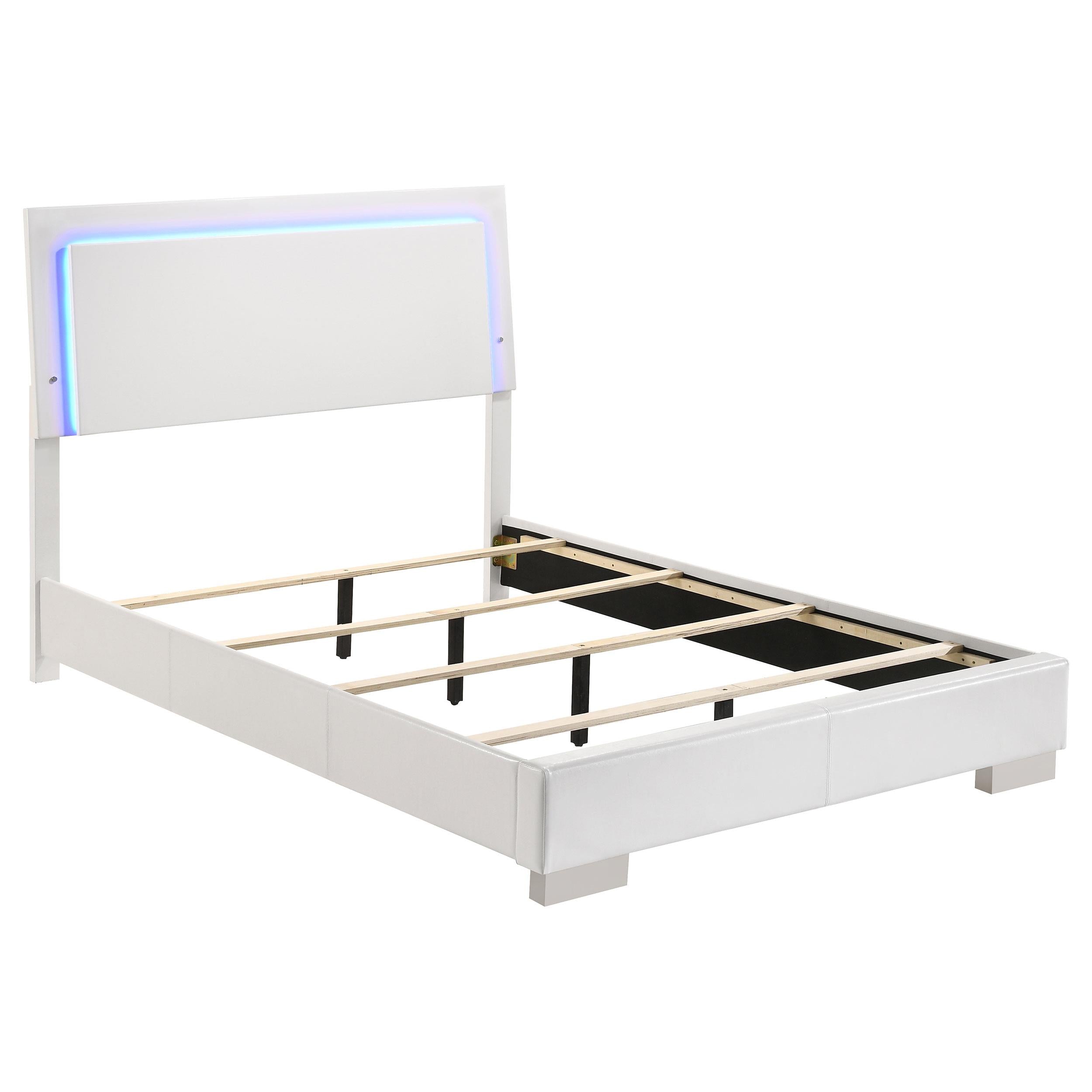  Size_Full --  Felicity 203500F Wood Full LED Panel Bed - White High Gloss IMAGE 1