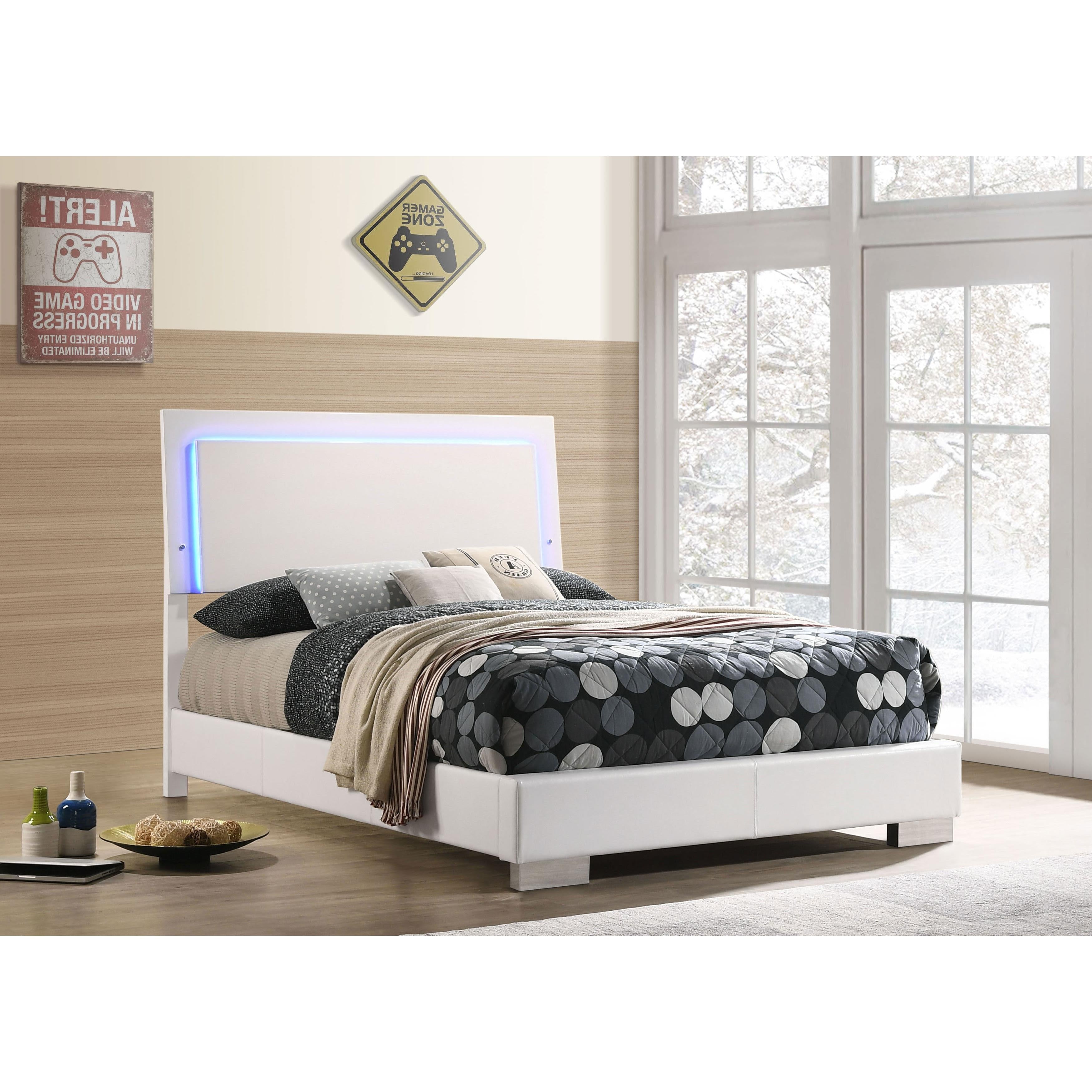  Size_Full --  Felicity 203500F Wood Full LED Panel Bed - White High Gloss IMAGE 11