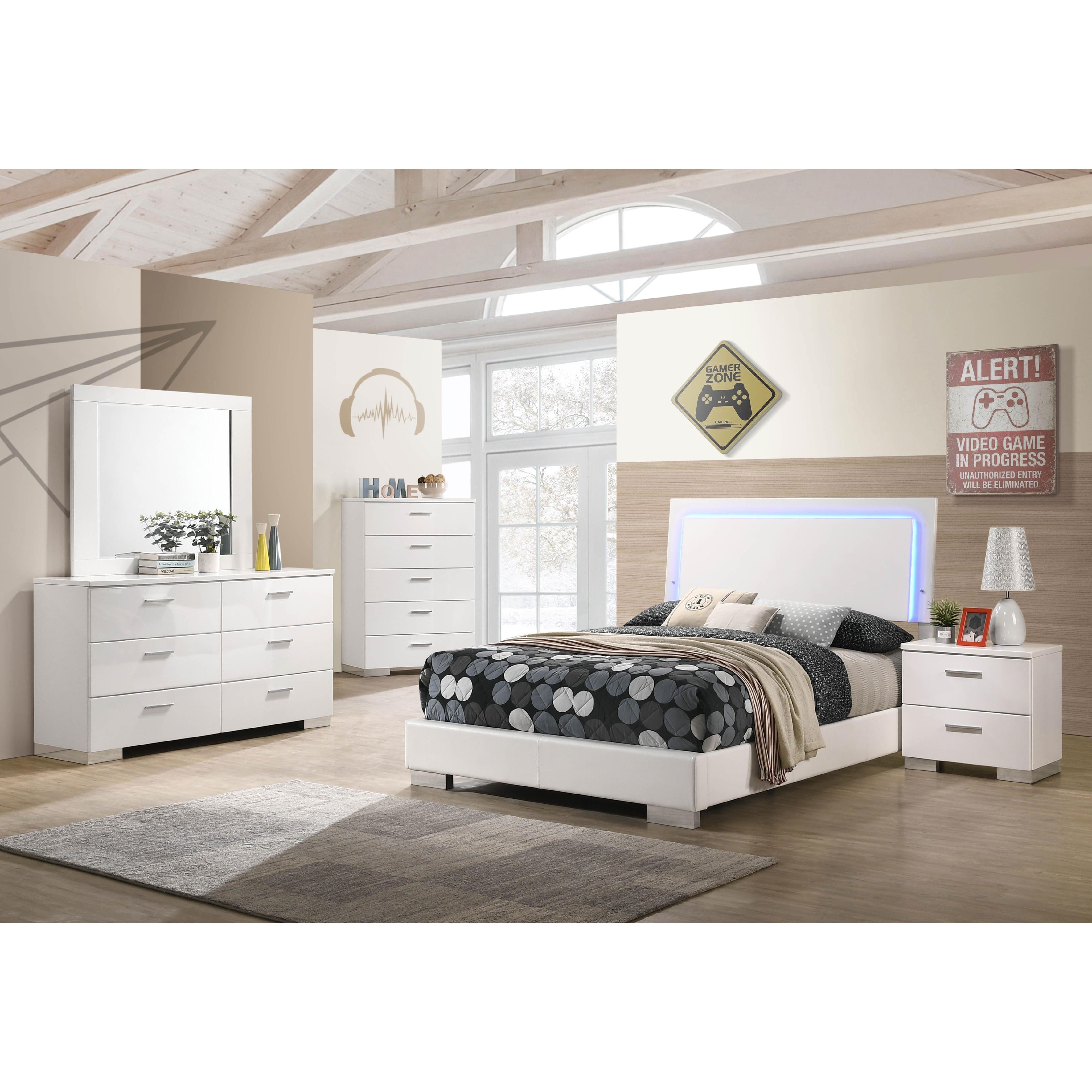  Size_Full --  Felicity 203500F Wood Full LED Panel Bed - White High Gloss IMAGE 12
