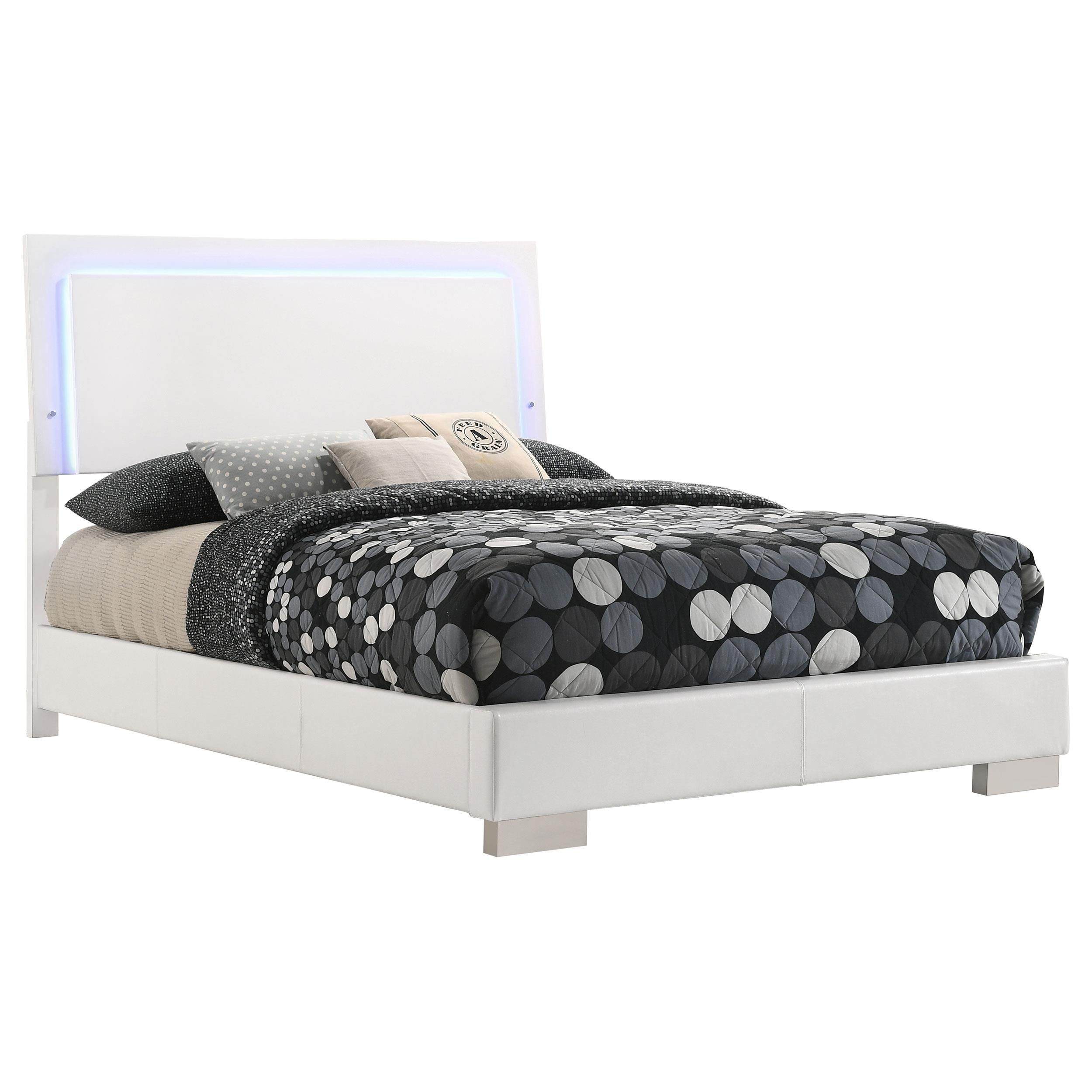  Size_Full --  Felicity 203500F Wood Full LED Panel Bed - White High Gloss IMAGE 2