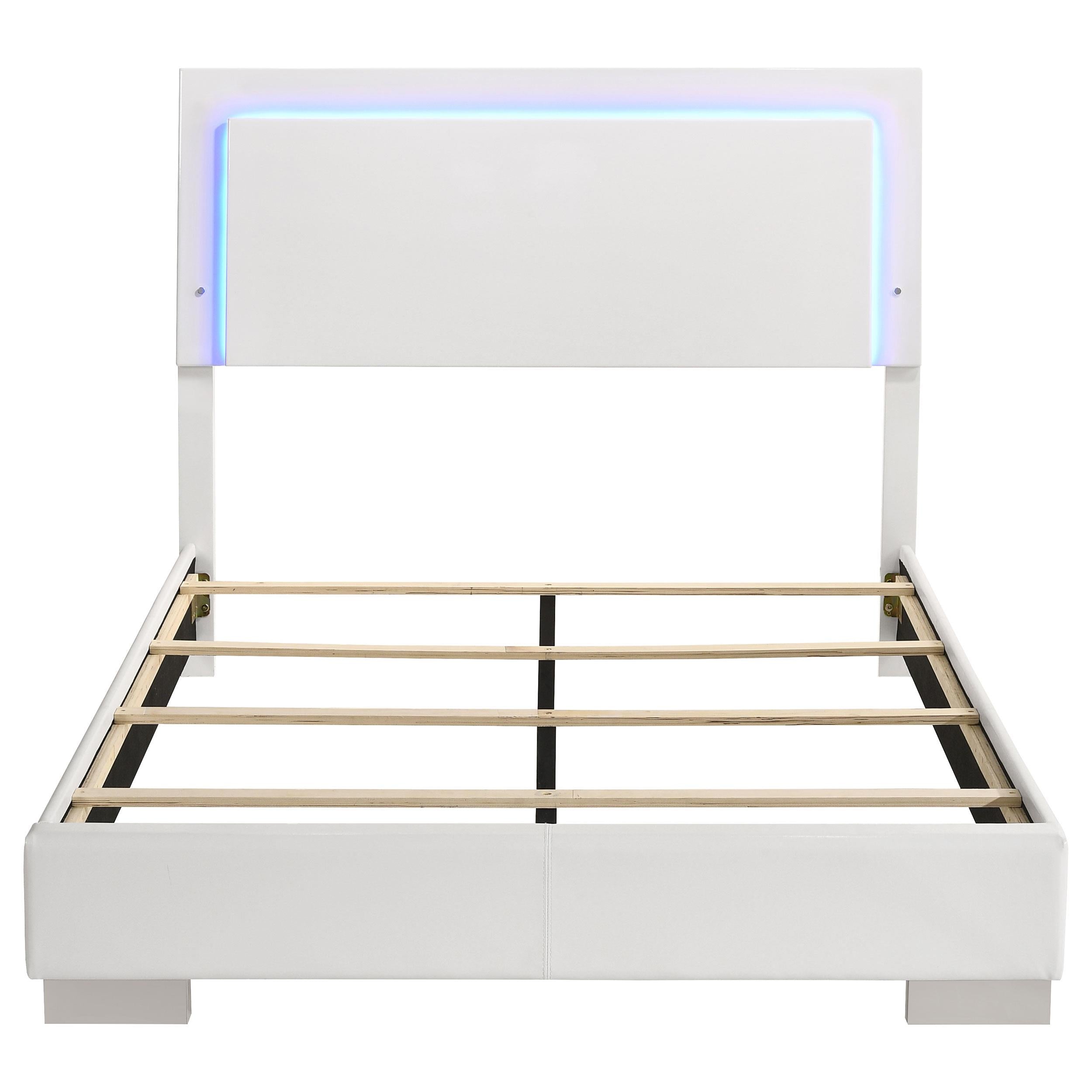  Size_Full --  Felicity 203500F Wood Full LED Panel Bed - White High Gloss IMAGE 3