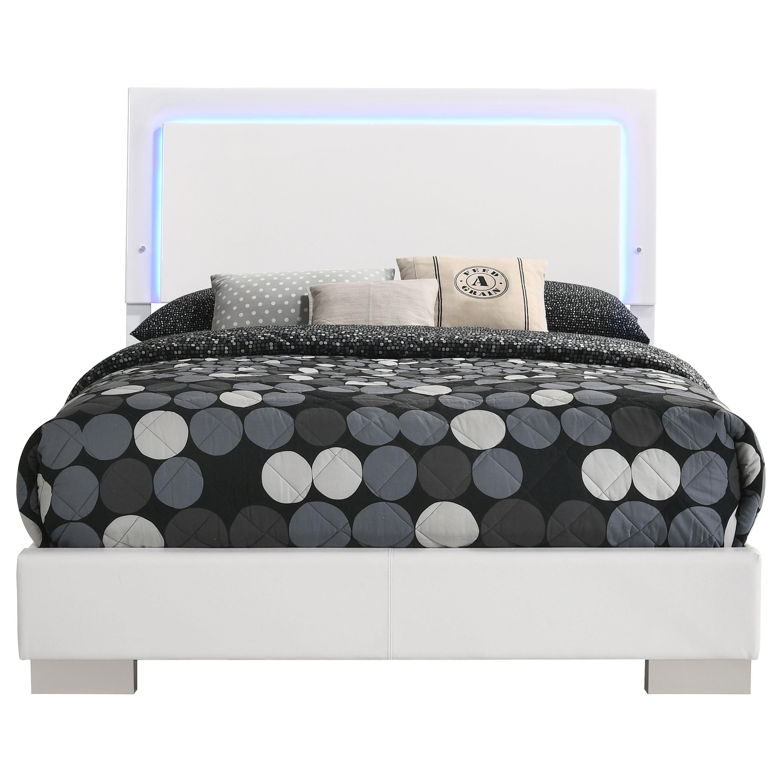  Size_Full --  Felicity 203500F Wood Full LED Panel Bed - White High Gloss IMAGE 4