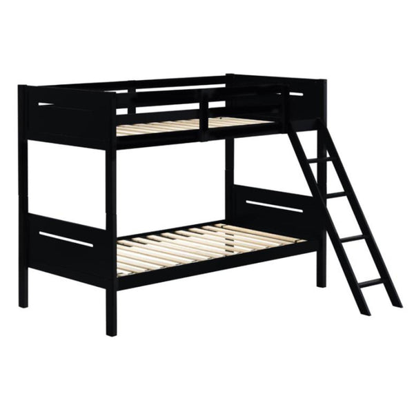 Coaster Furniture Littleton 405051BLK Wood Twin Over Twin Bunk Bed - Black