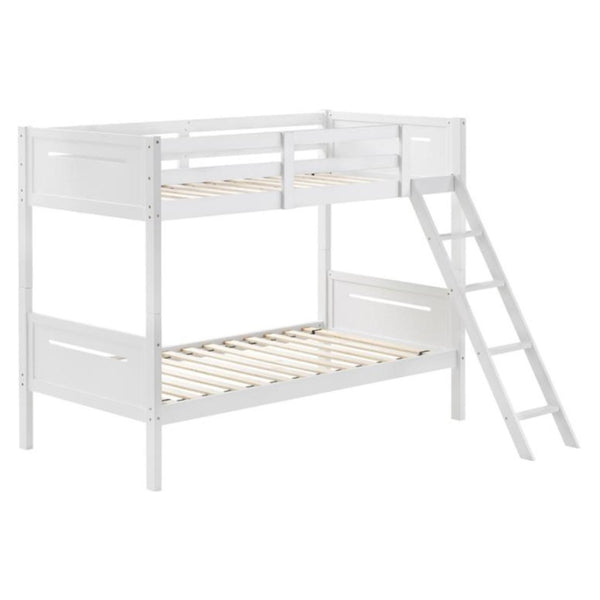 Coaster Furniture Littleton 405051WHT Wood Twin Over Twin Bunk Bed - White