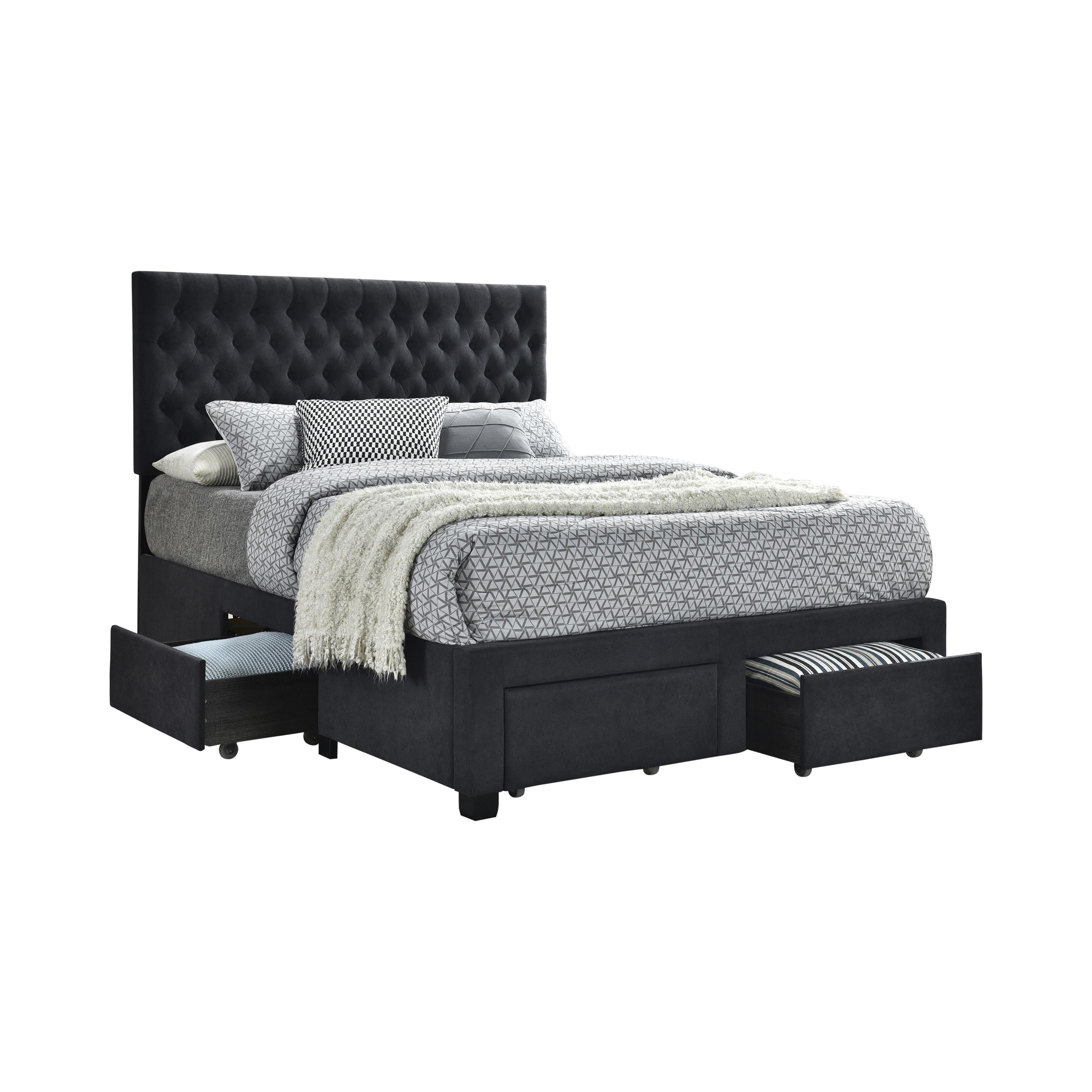  Size_King --  Soledad 305877KE Upholstered Eastern King Storage Panel Bed - Grey IMAGE 1