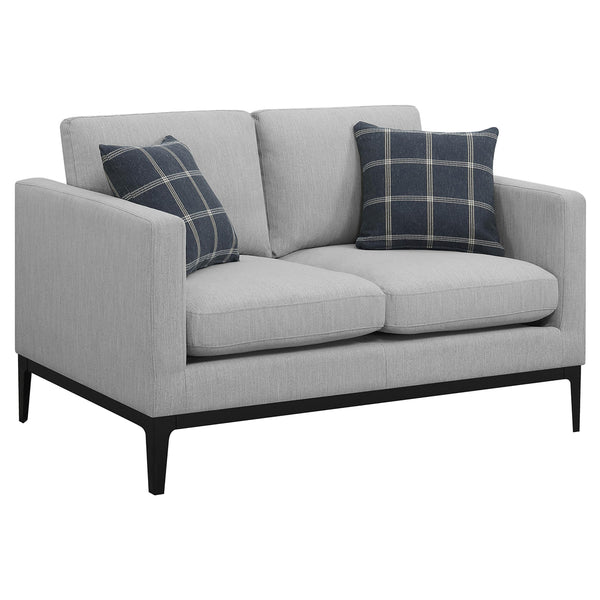 Coaster Furniture Apperson 508682 Upholstered Track Arm Loveseat - Light Grey