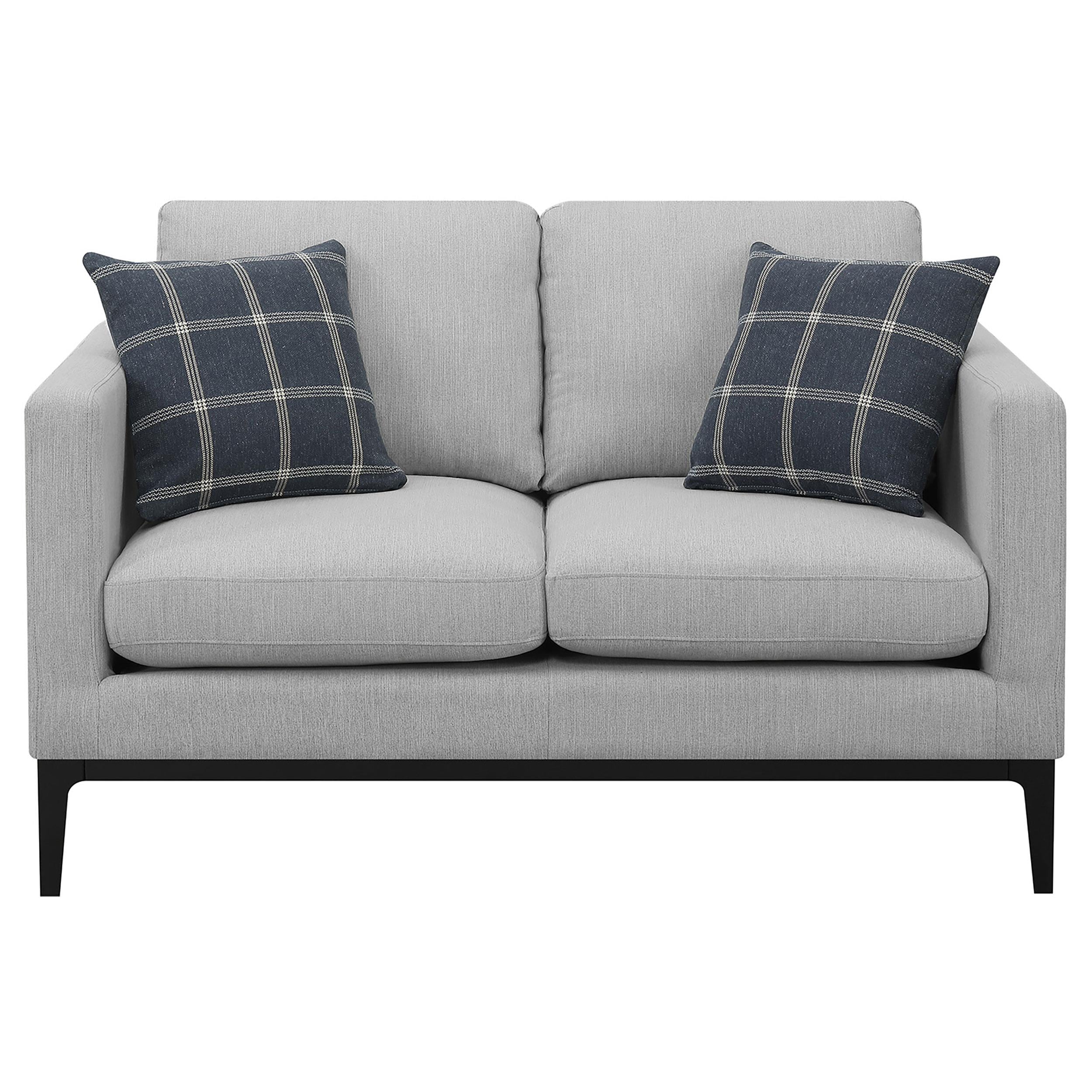  Coaster Furniture Apperson 508682 Upholstered Track Arm Loveseat - Light Grey IMAGE 2