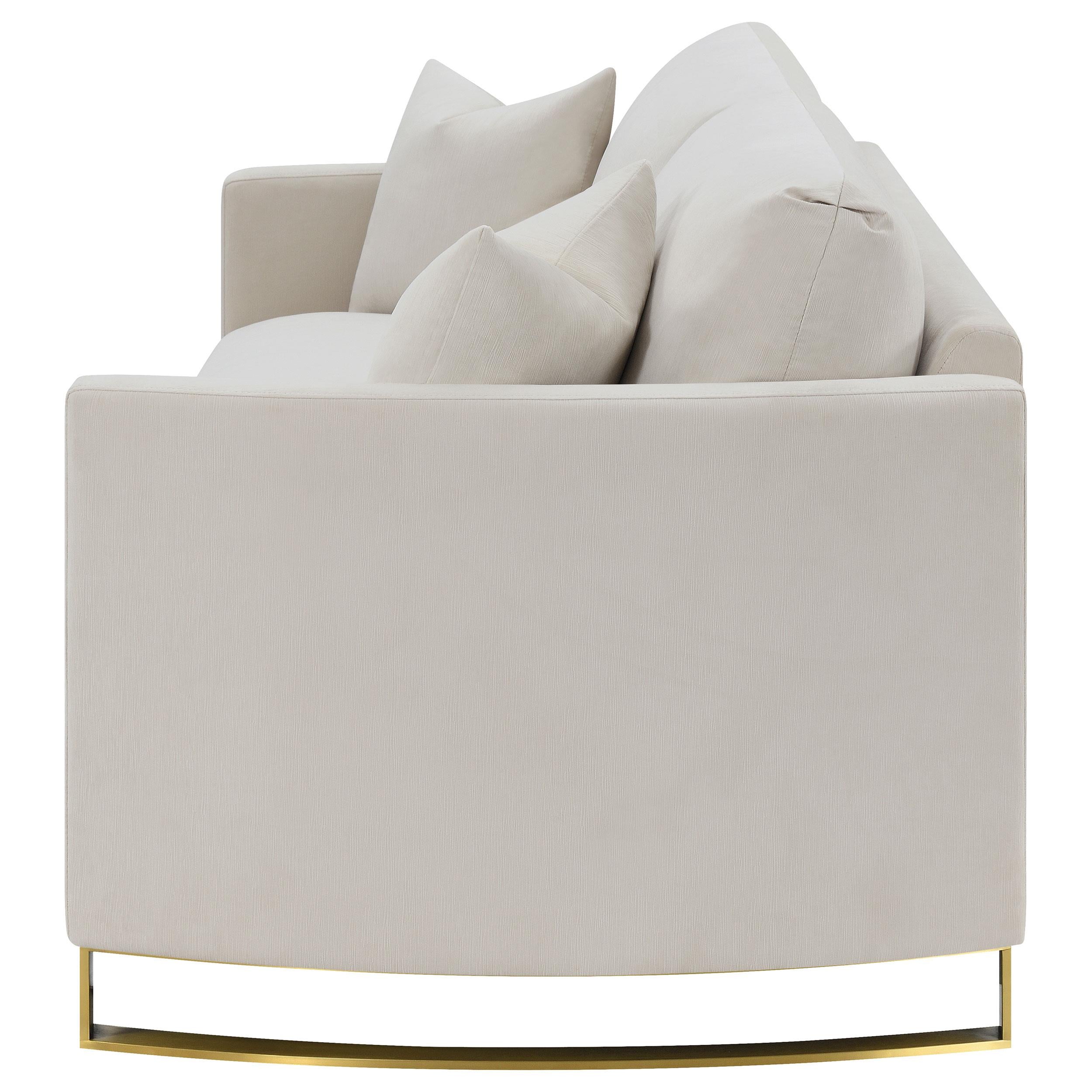  Coaster Furniture Corliss 508821 Upholstered Curved Track Arm Sofa - Beige IMAGE 4