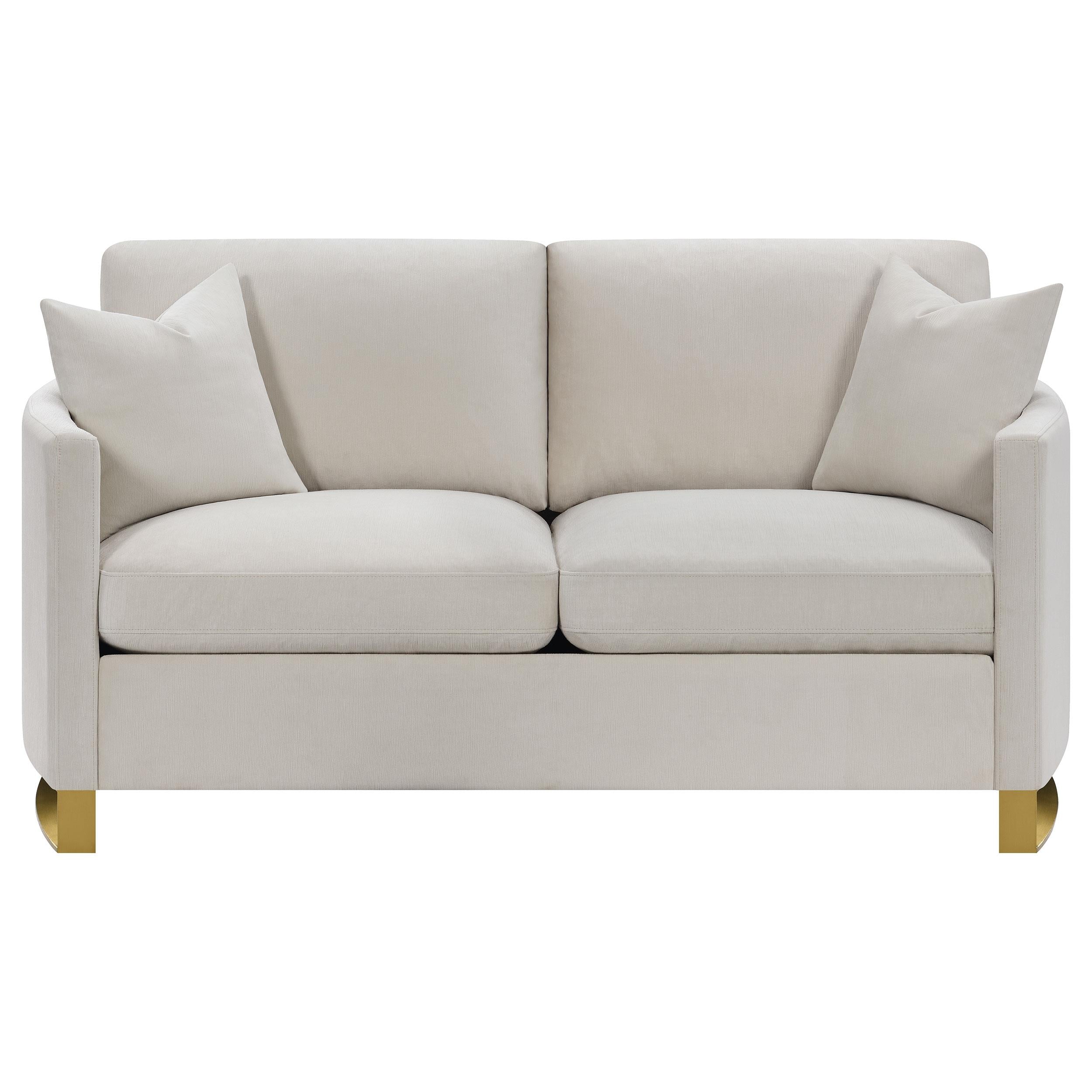  Coaster Furniture Corliss 508822 Upholstered Curved Track Arm Loveseat - Beige IMAGE 2