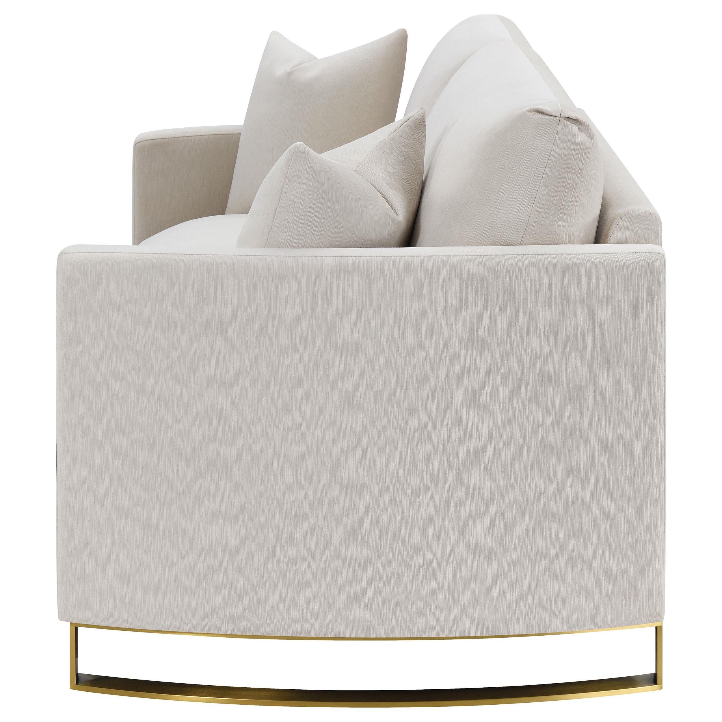  Coaster Furniture Corliss 508822 Upholstered Curved Track Arm Loveseat - Beige IMAGE 4